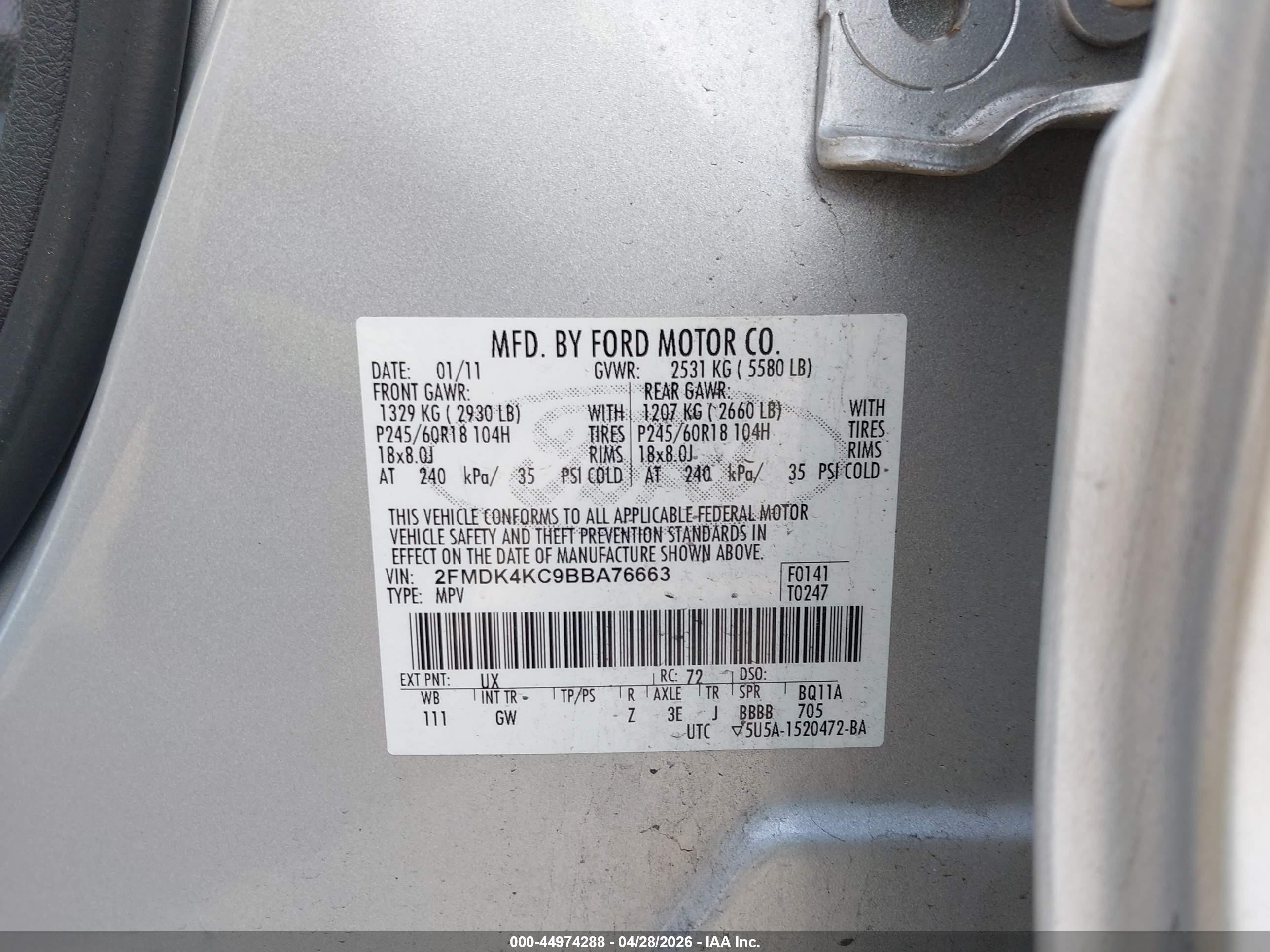 2011 Ford Edge Limited Silver vin: 2FMDK4KC9BBA76663