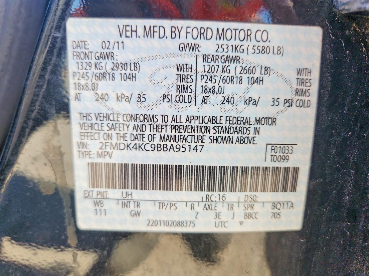 2011 Ford Edge Limited Black vin: 2FMDK4KC9BBA95147
