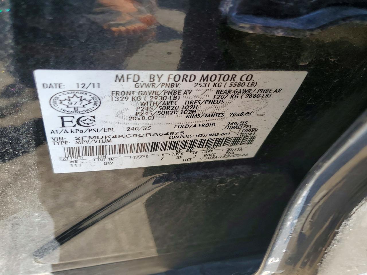 2012 Ford Edge Limited Black vin: 2FMDK4KC9CBA64675