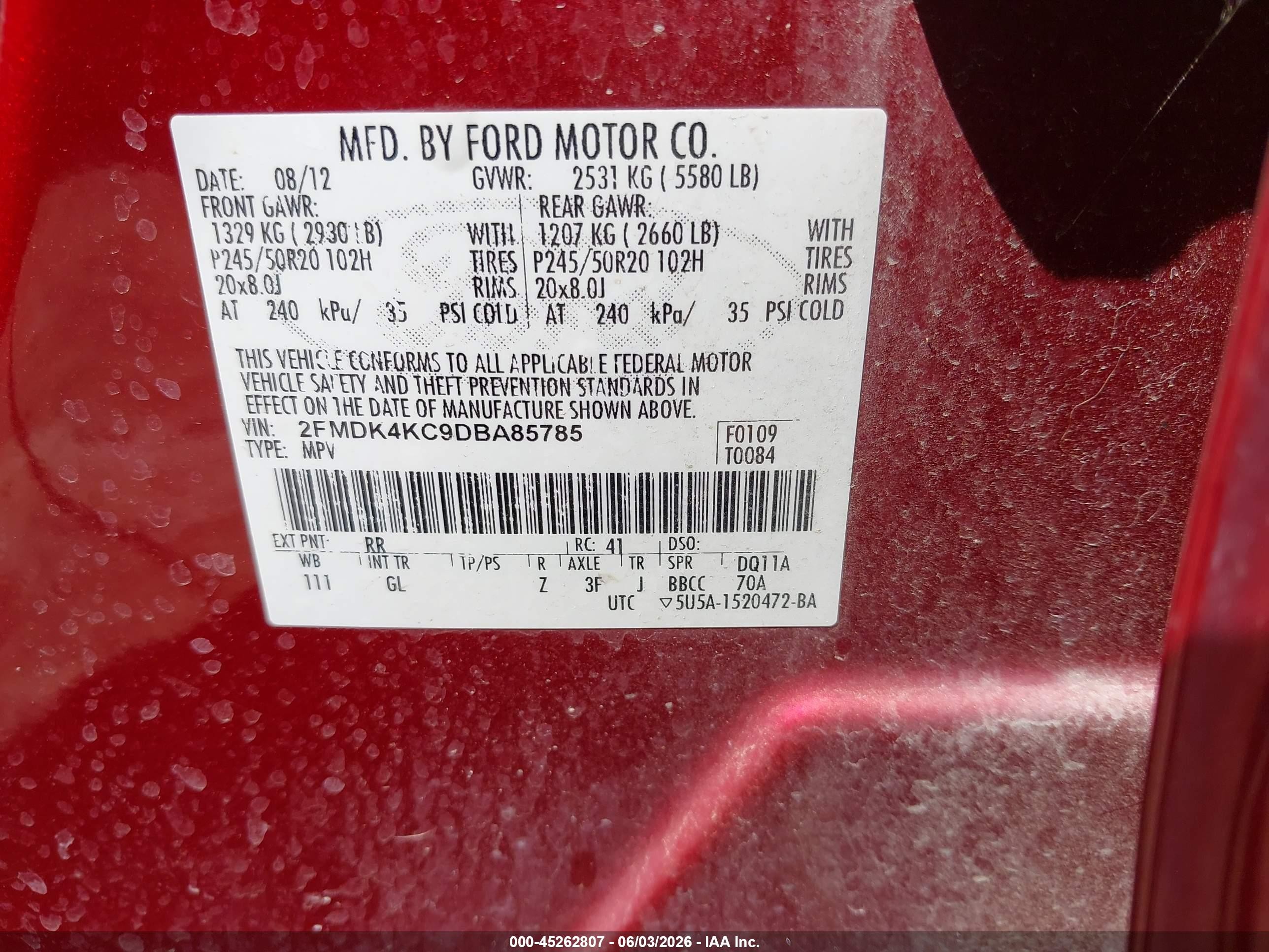 2013 Ford Edge Limited Red vin: 2FMDK4KC9DBA85785