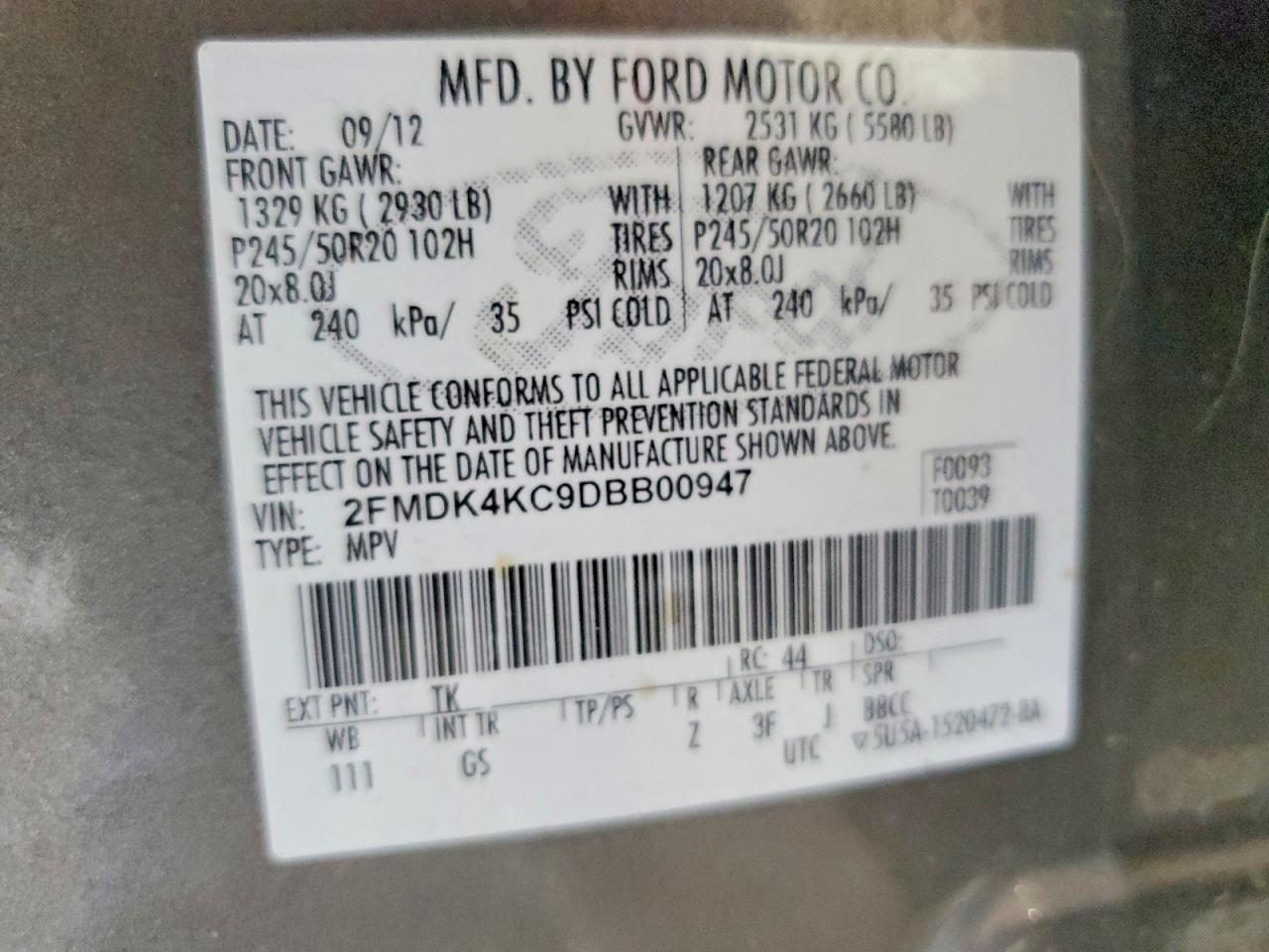 2013 Ford Edge Limited Silver vin: 2FMDK4KC9DBB00947
