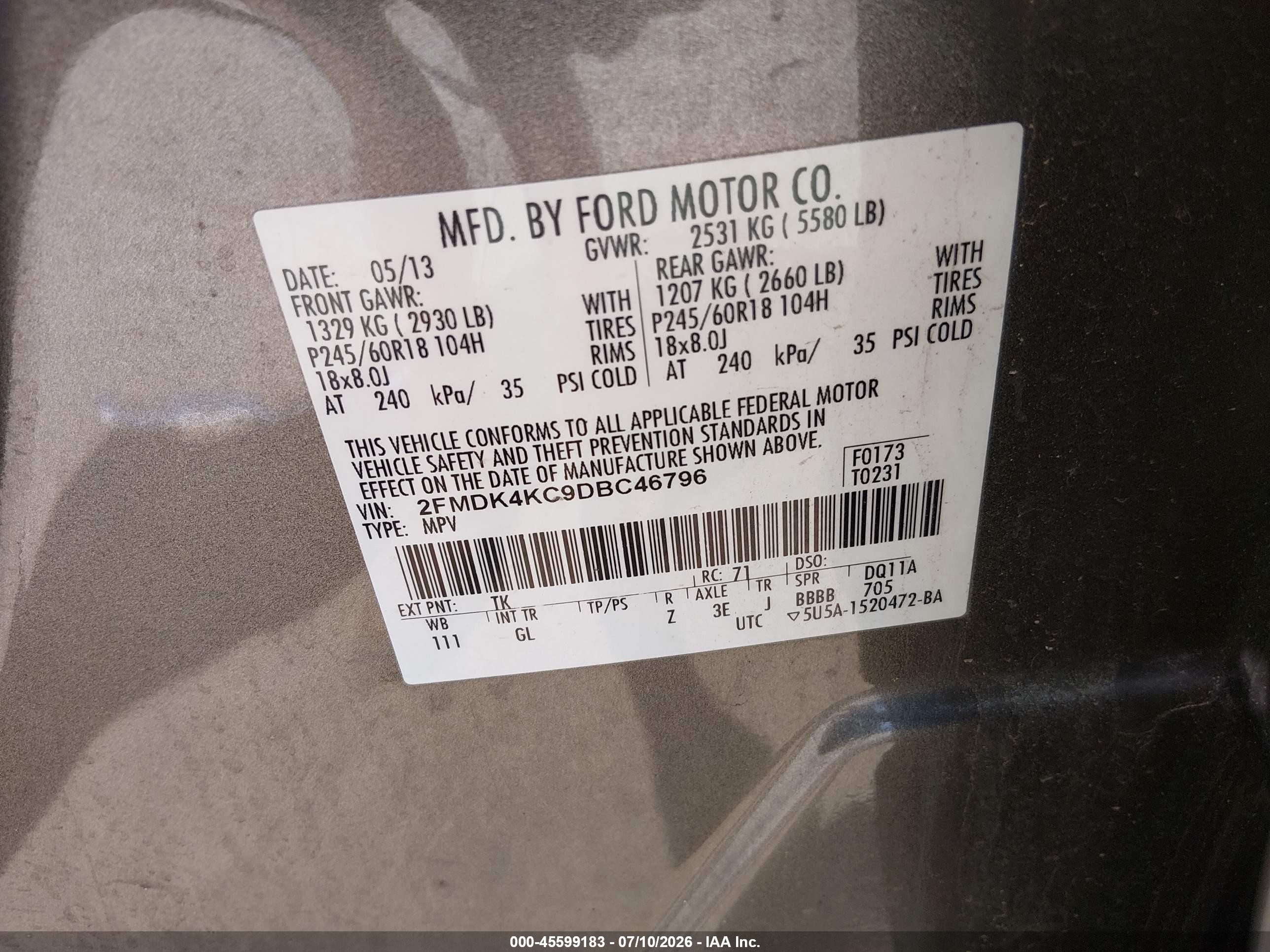2013 Ford Edge Limited Gray vin: 2FMDK4KC9DBC46796