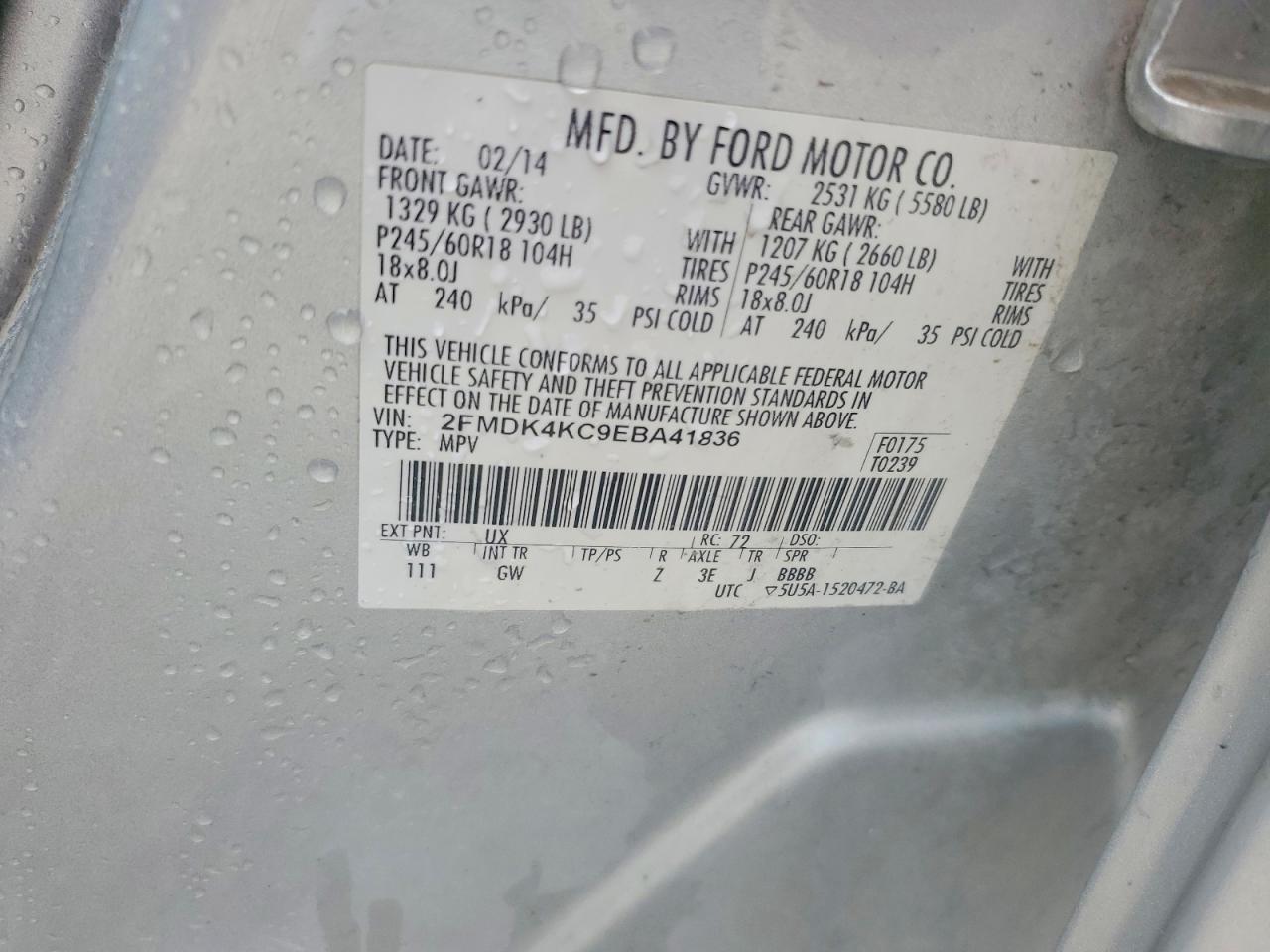 2014 Ford Edge Limited Silver vin: 2FMDK4KC9EBA41836