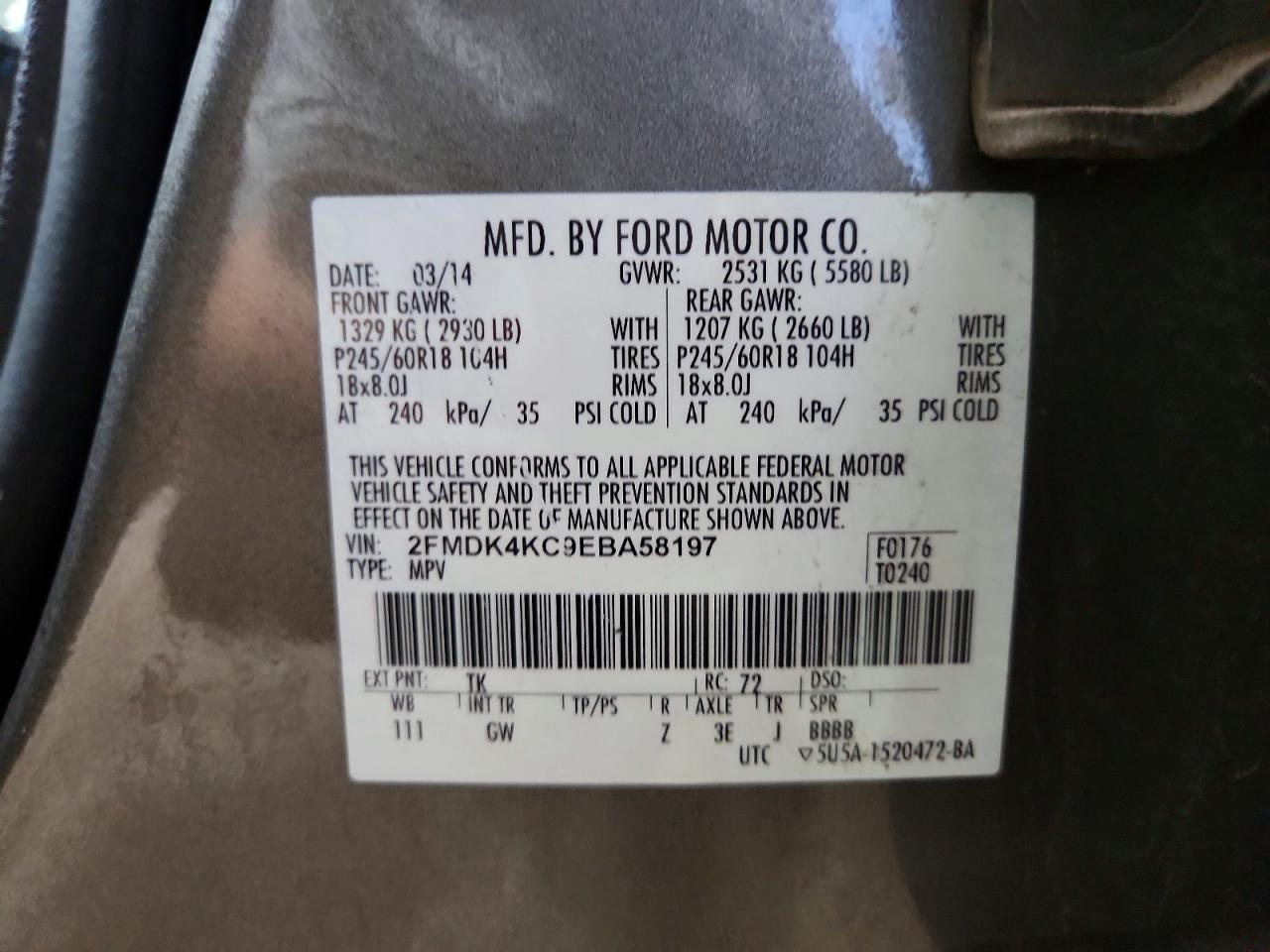 2014 Ford Edge Limited Gray vin: 2FMDK4KC9EBA58197