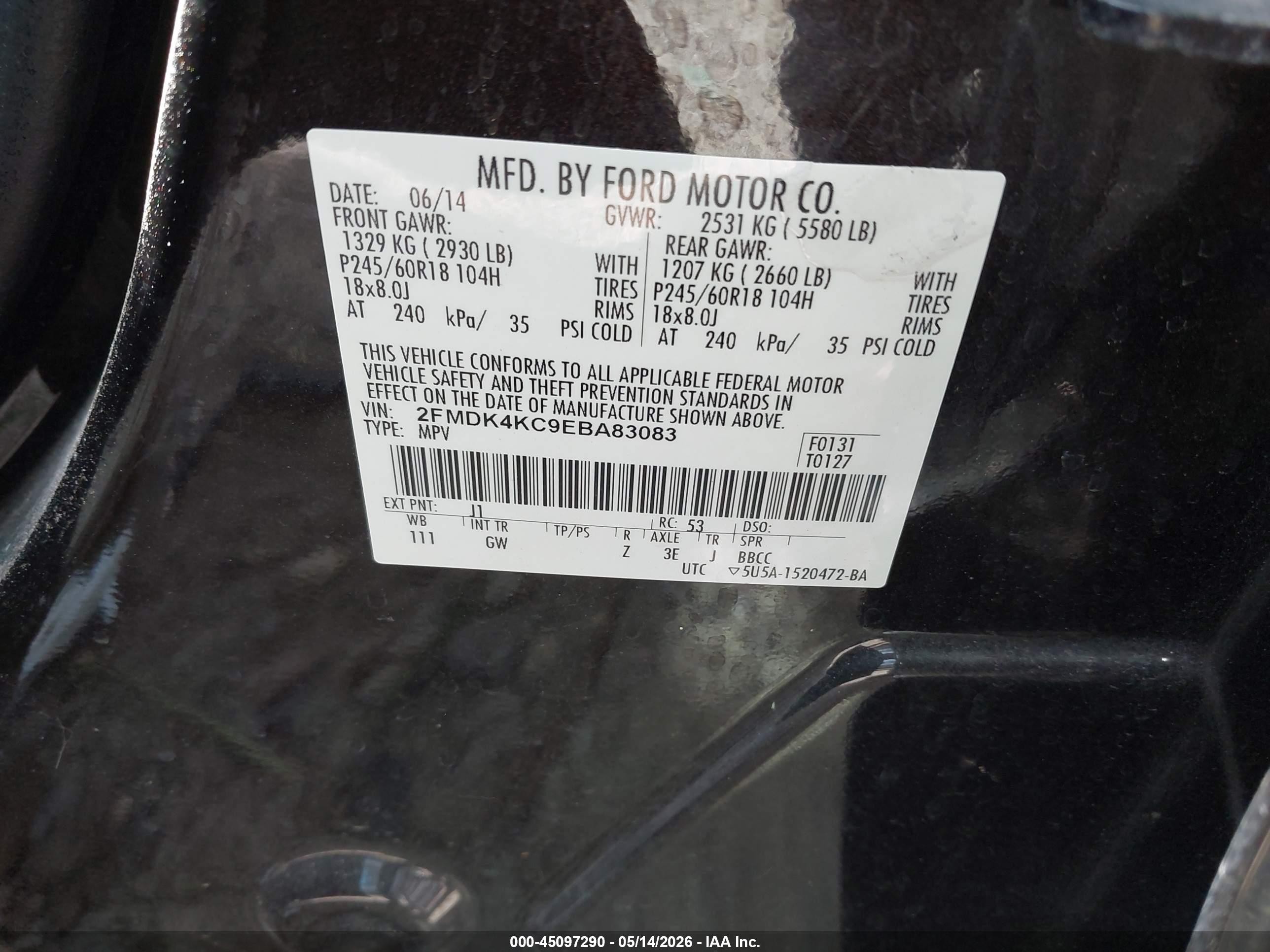 2014 Ford Edge Limited Black vin: 2FMDK4KC9EBA83083