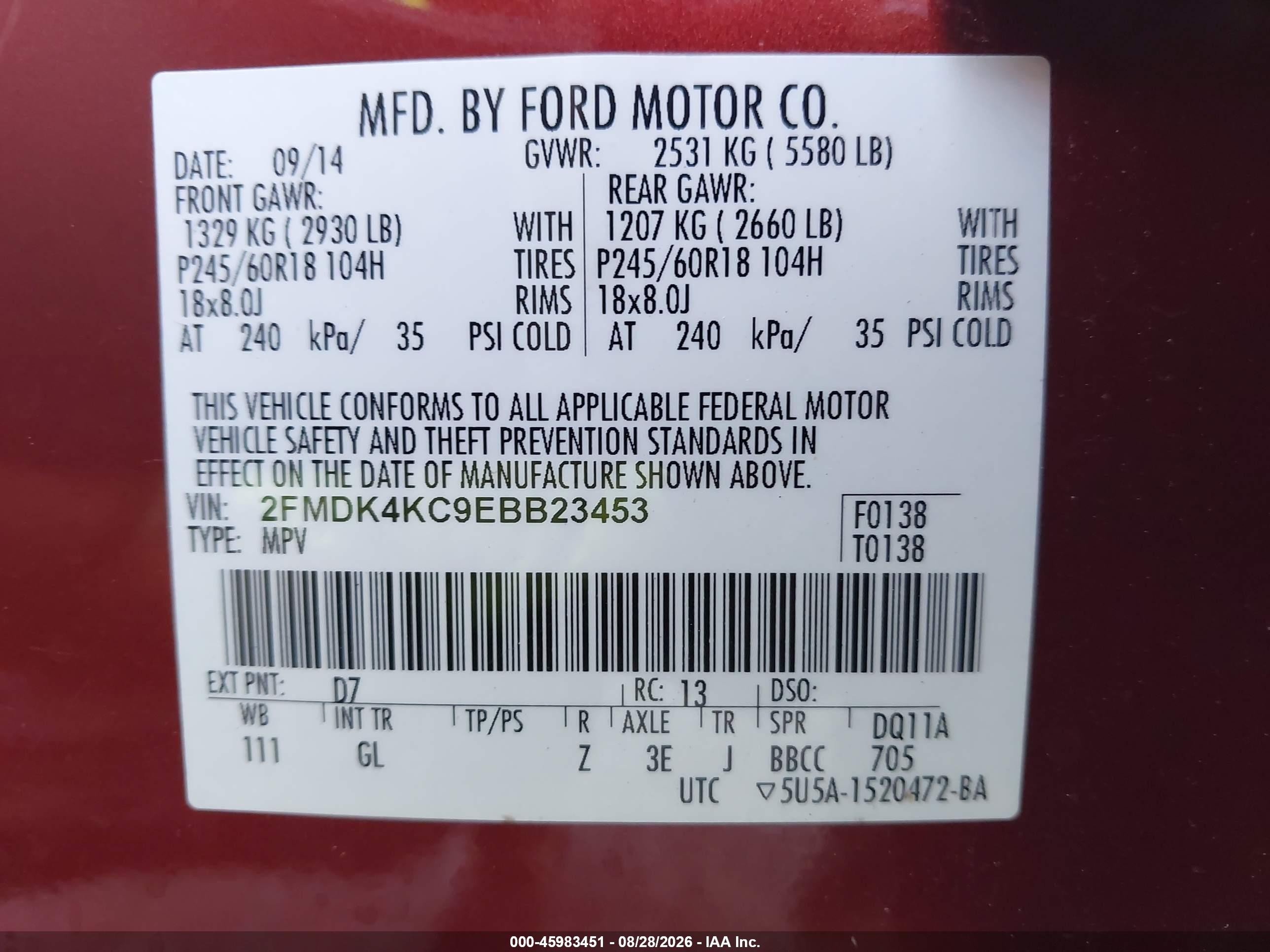 2014 Ford Edge Limited Red vin: 2FMDK4KC9EBB23453