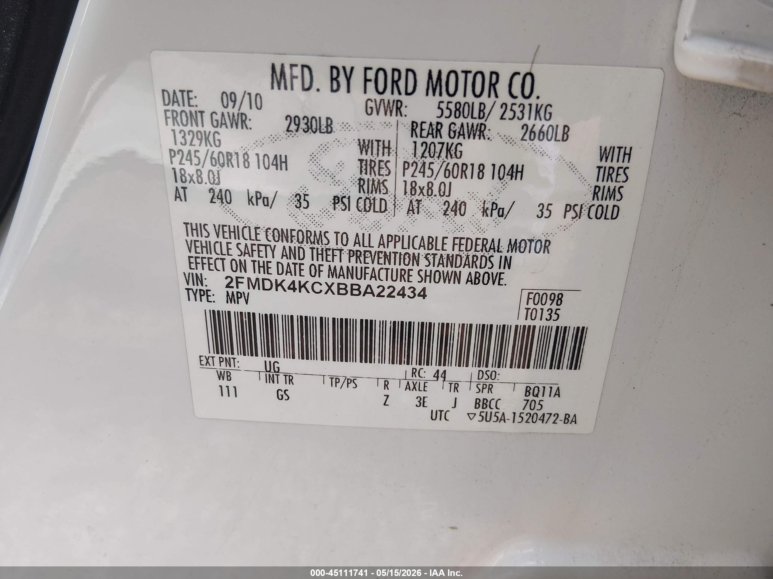 2011 Ford Edge Limited White vin: 2FMDK4KCXBBA22434