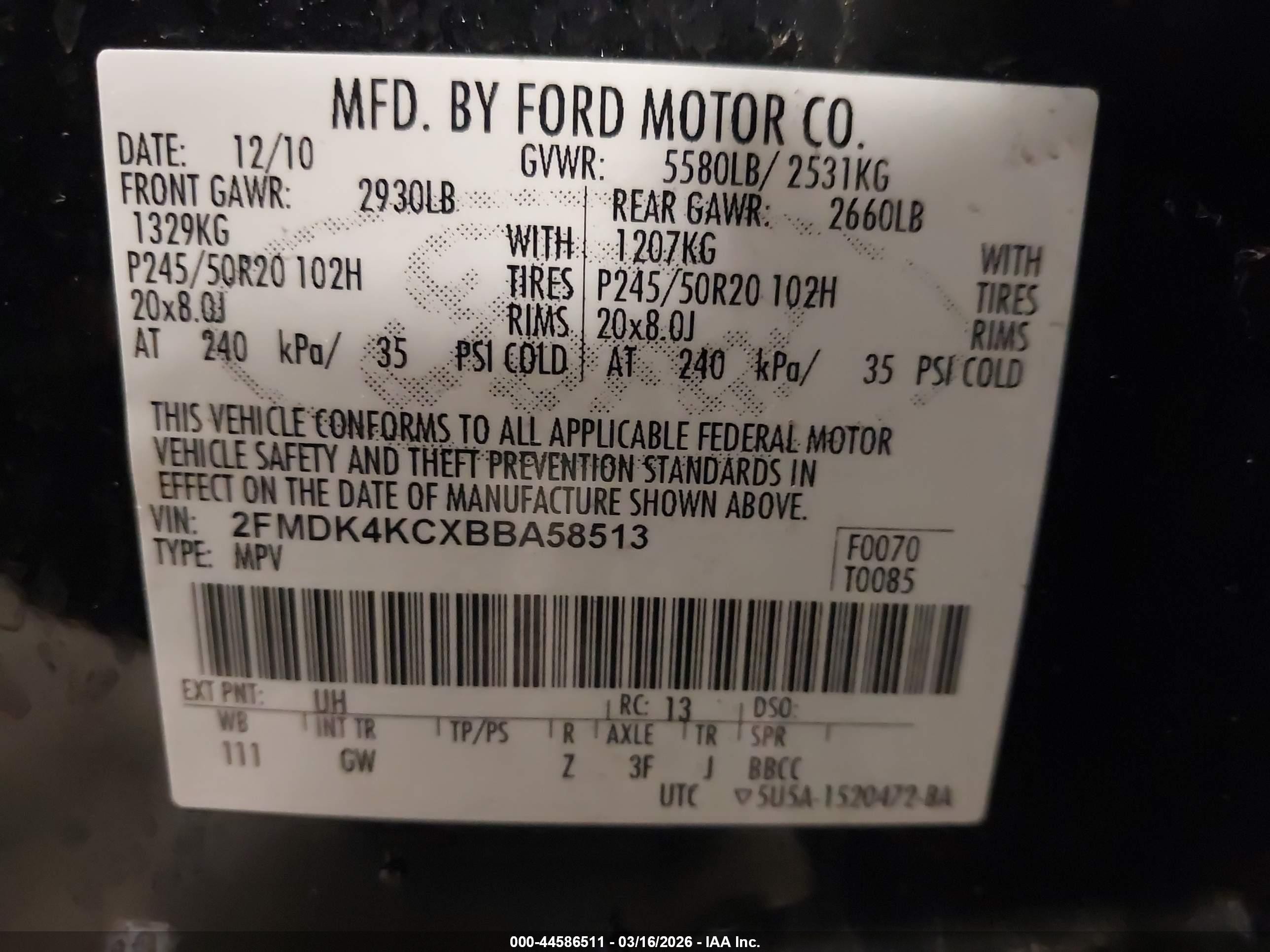 2011 Ford Edge Limited Black vin: 2FMDK4KCXBBA58513