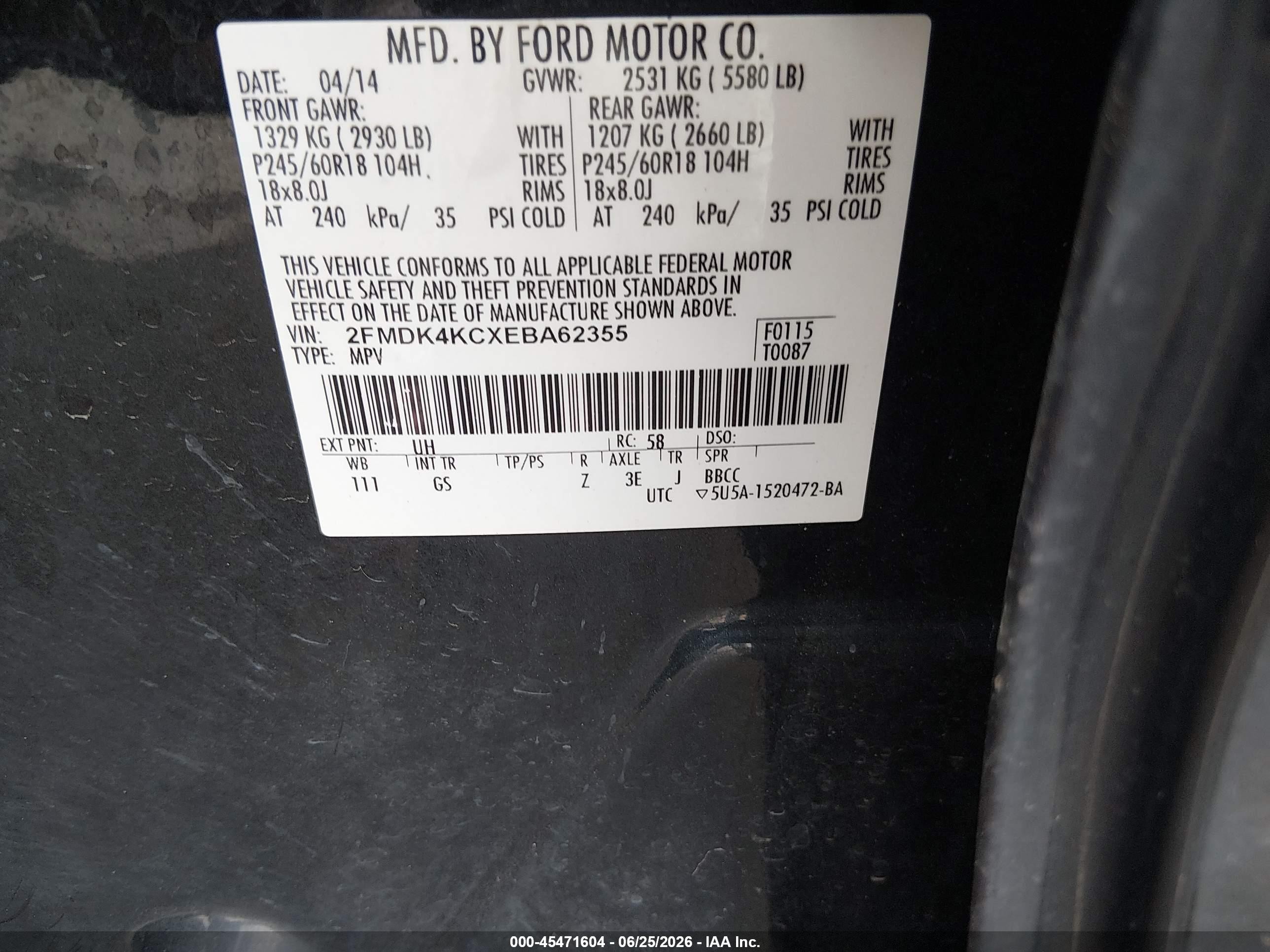 2014 Ford Edge Limited Black vin: 2FMDK4KCXEBA62355