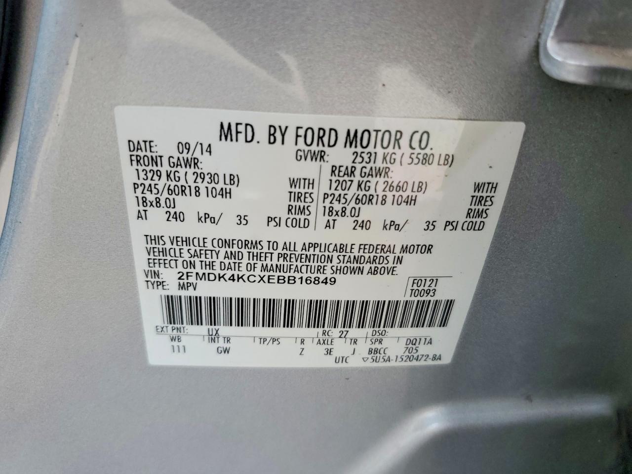 2014 Ford Edge Limited Silver vin: 2FMDK4KCXEBB16849