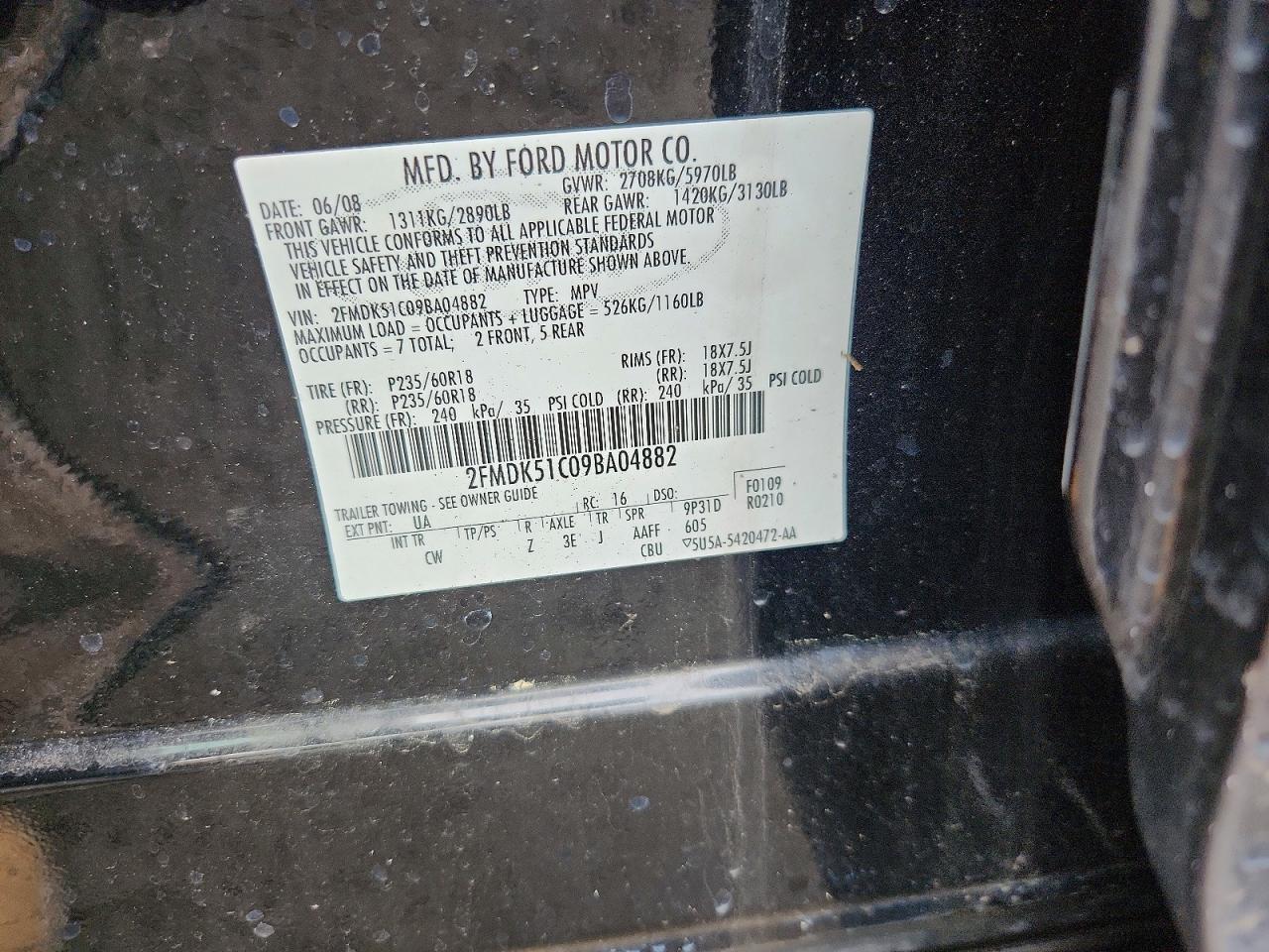 2009 Ford Flex Se Black vin: 2FMDK51C09BA04882