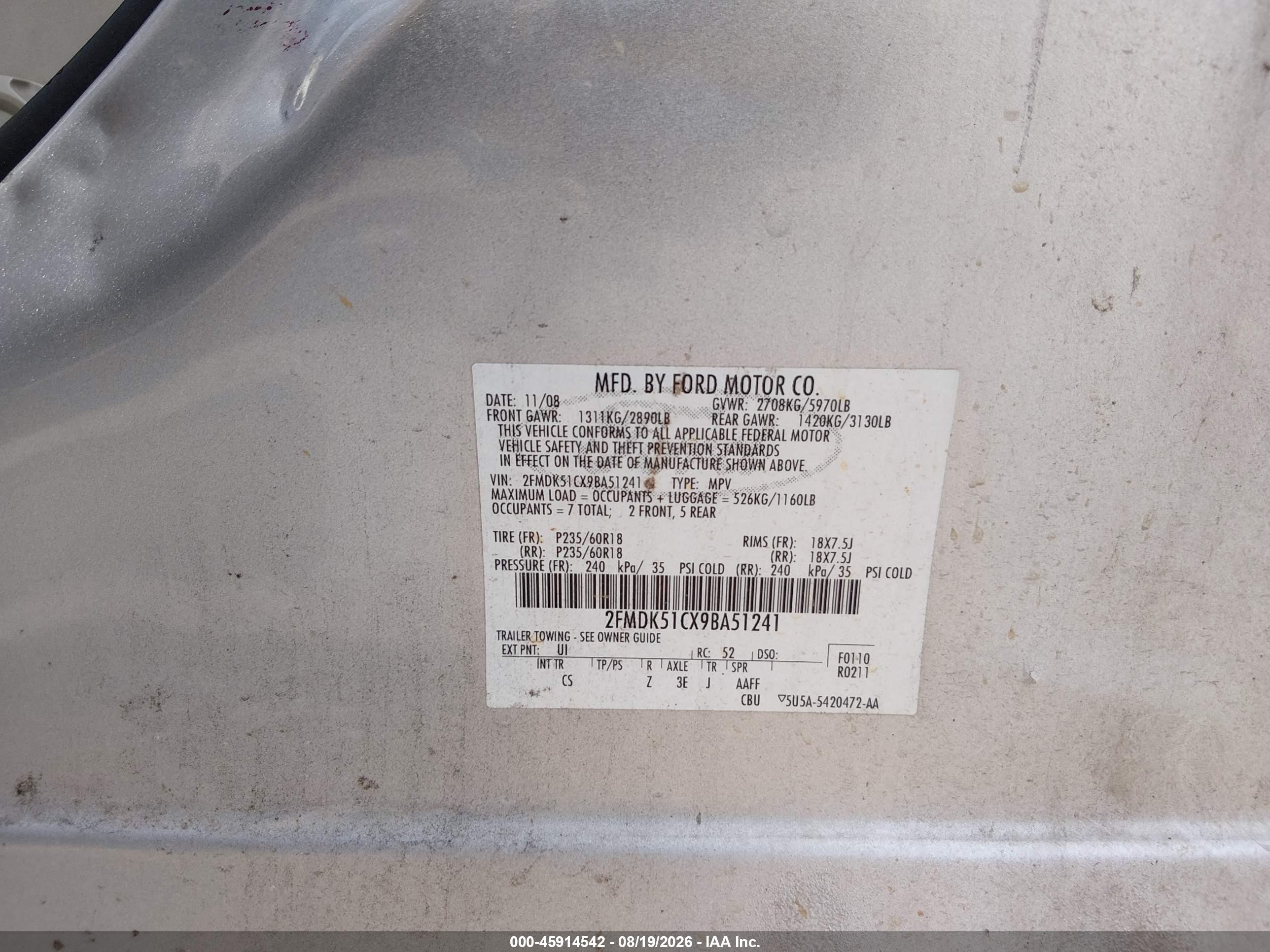 2009 Ford Flex Se Silver vin: 2FMDK51CX9BA51241