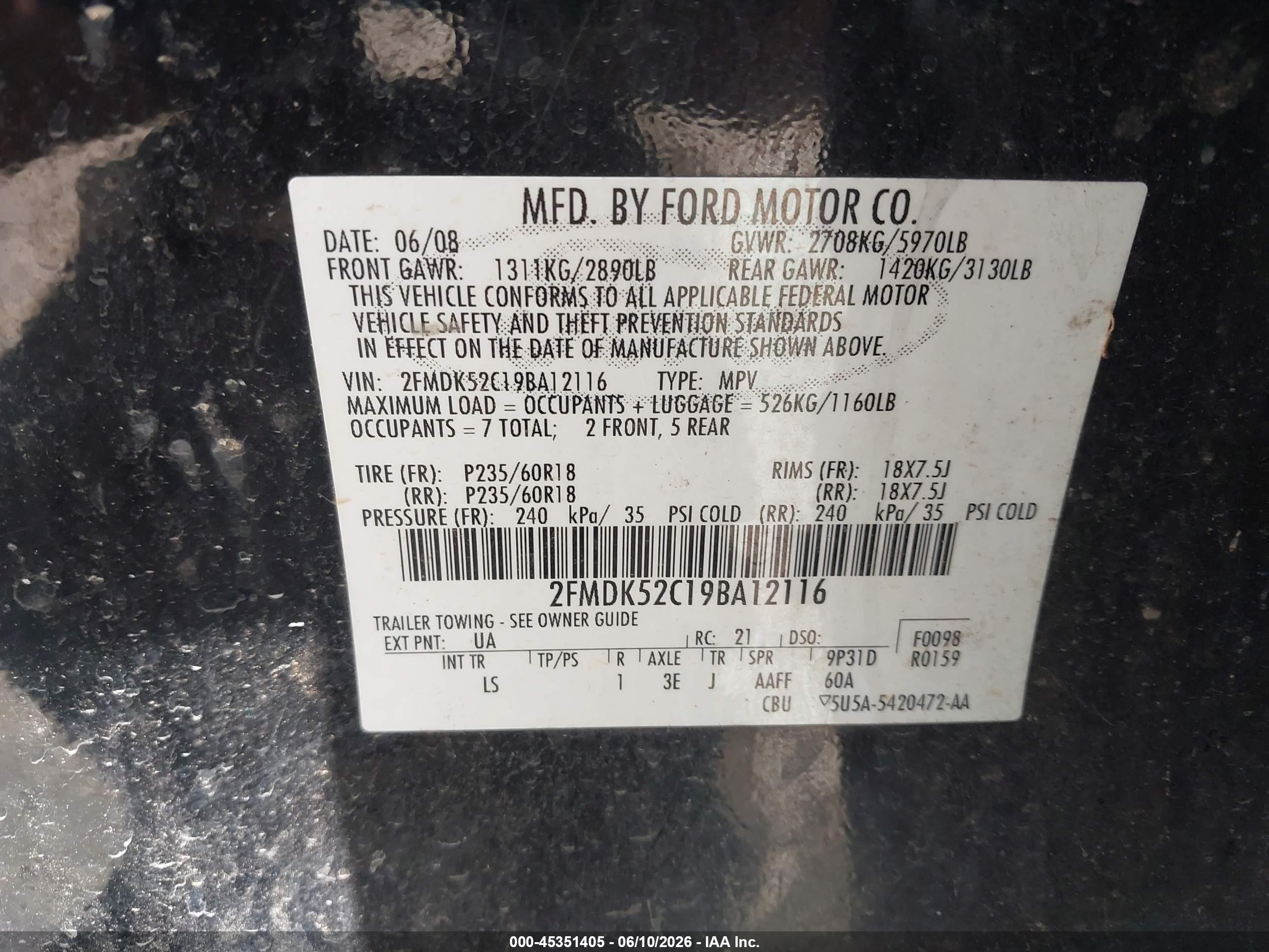 2009 Ford Flex Sel Black vin: 2FMDK52C19BA12116