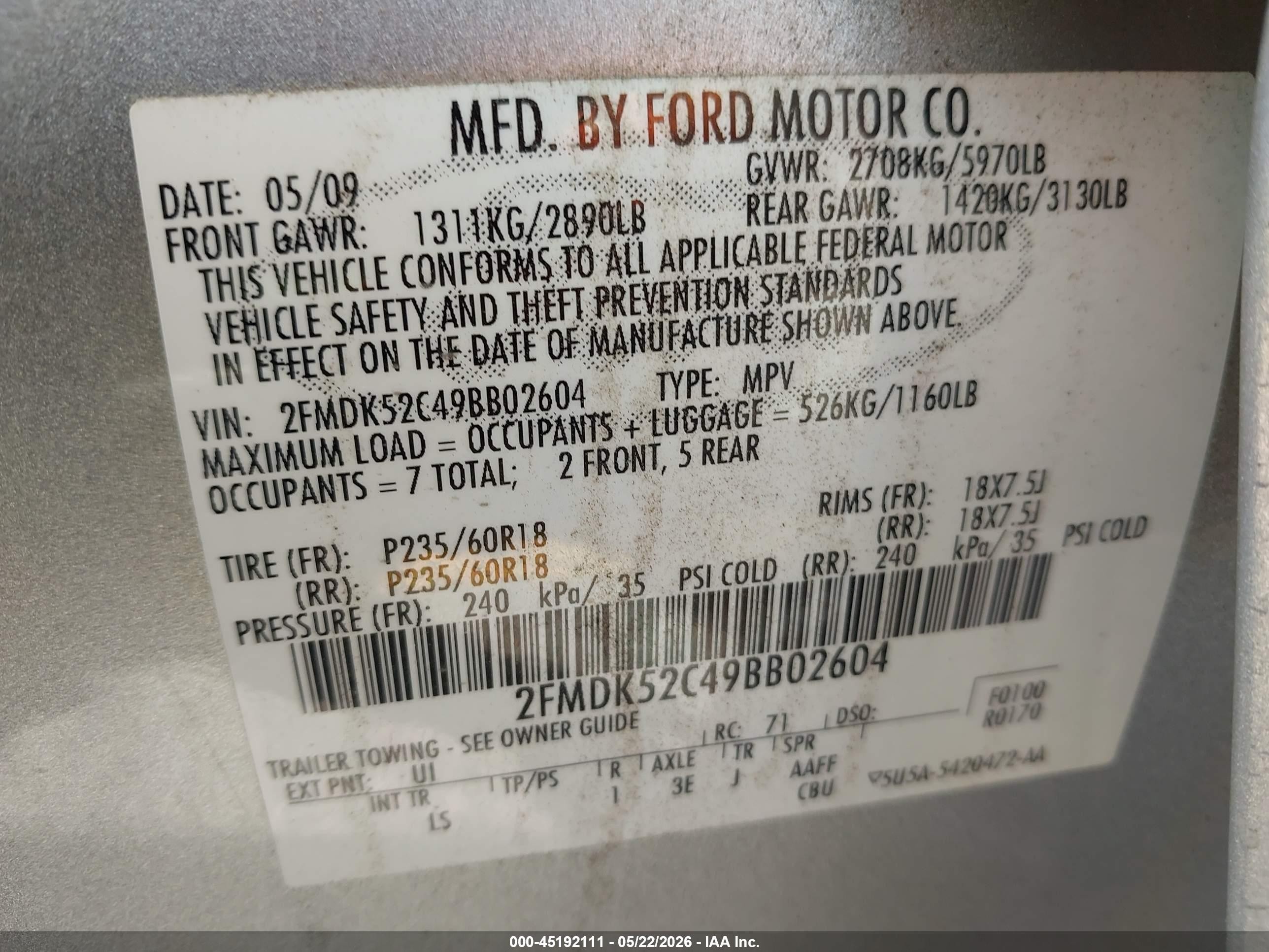 2009 Ford Flex Sel Silver vin: 2FMDK52C49BB02604