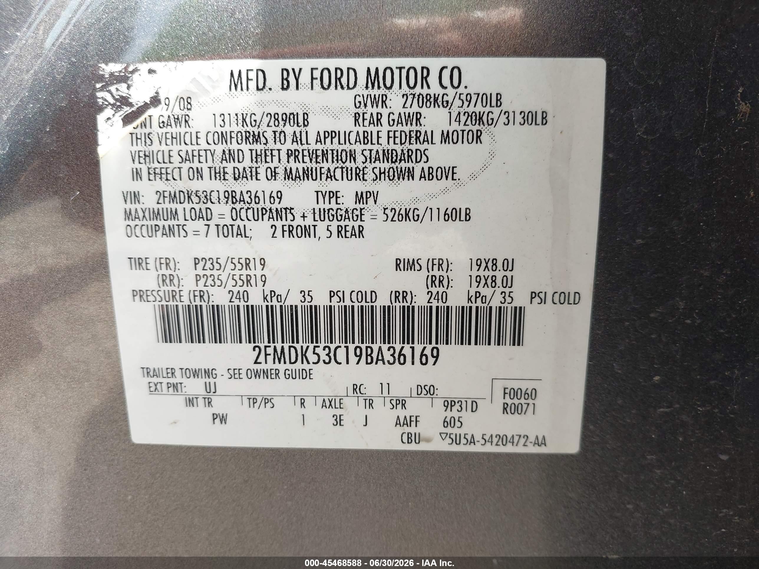 2009 Ford Flex Limited Gray vin: 2FMDK53C19BA36169