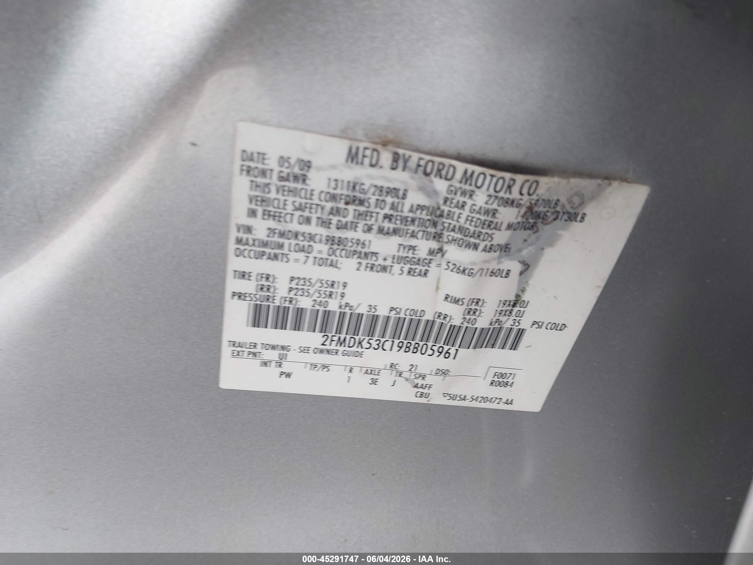 2009 Ford Flex Limited Серебряный vin: 2FMDK53C19BB05961