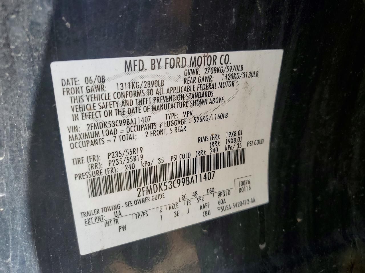 2009 Ford Flex Limited Black vin: 2FMDK53C99BA11407