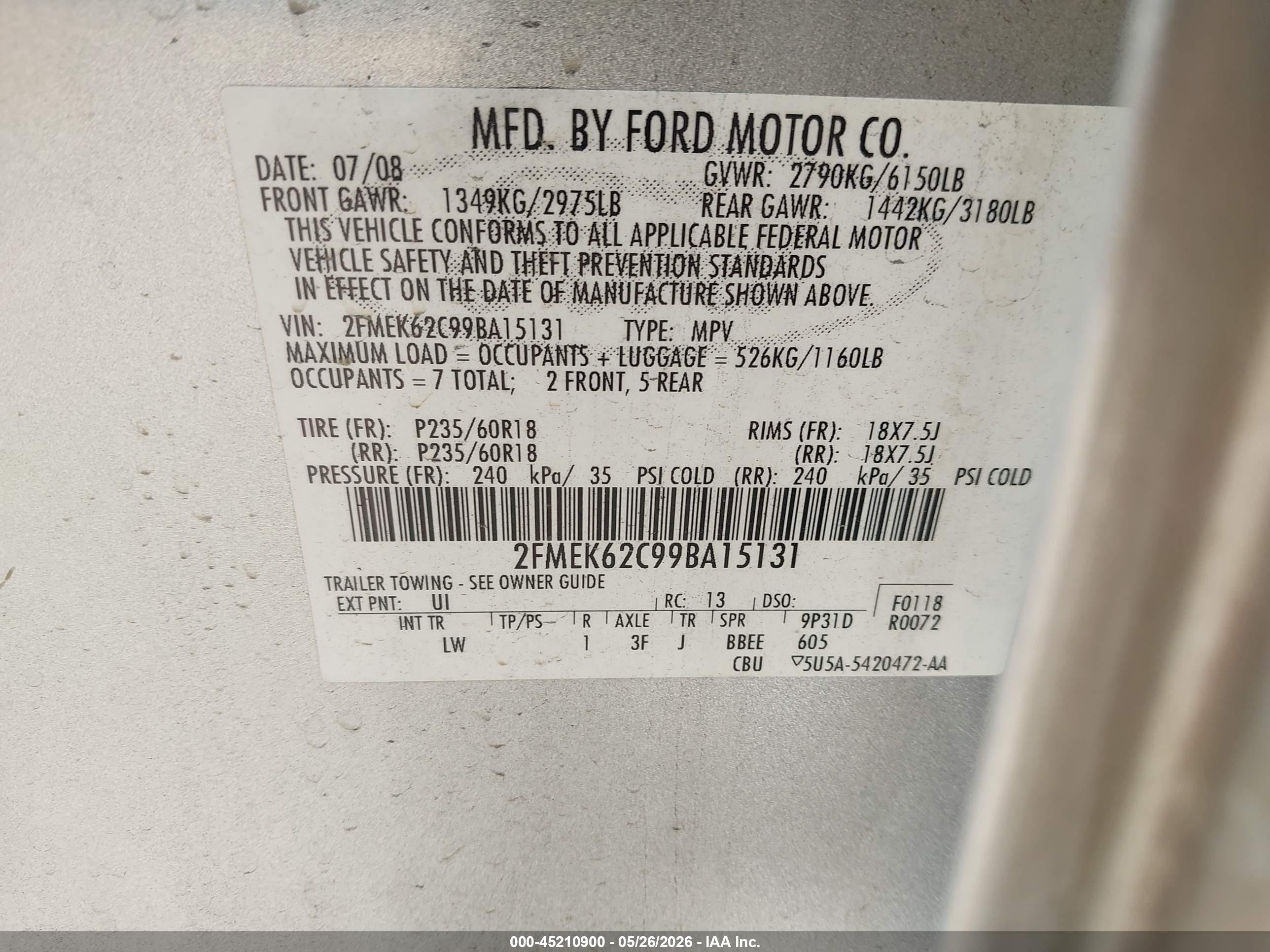 2009 Ford Flex Sel Silver vin: 2FMEK62C99BA15131