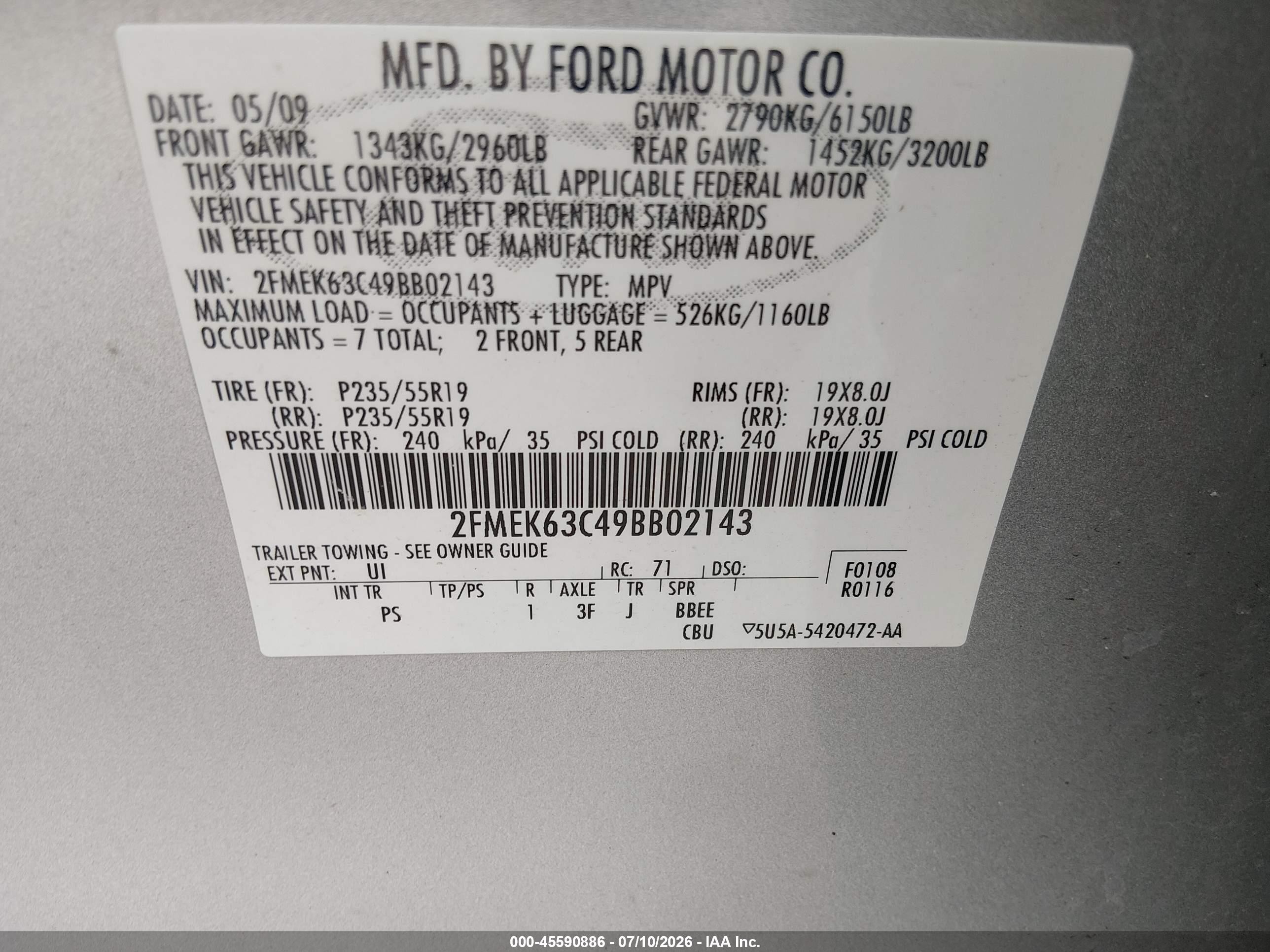 2009 Ford Flex Limited Silver vin: 2FMEK63C49BB02143