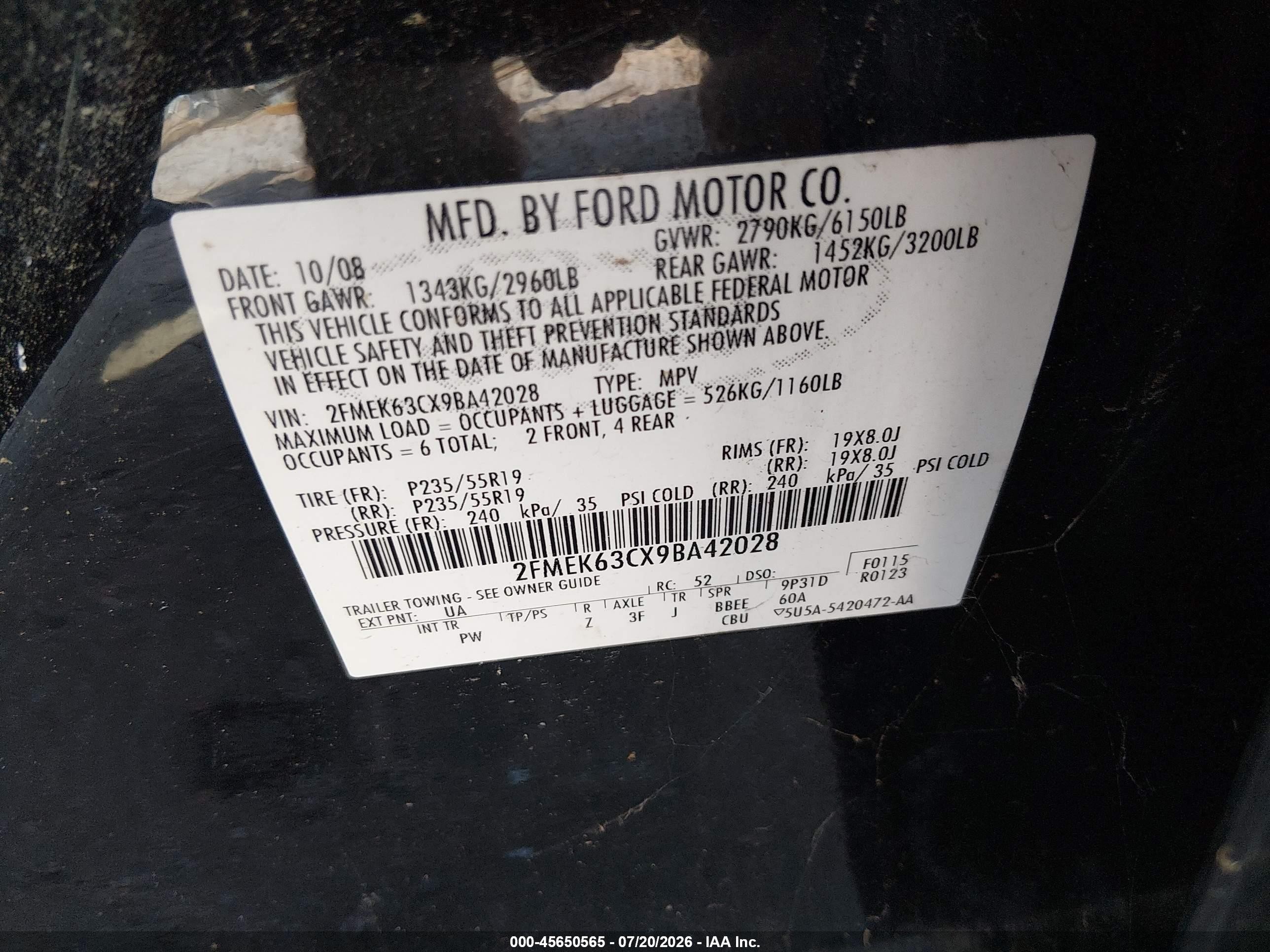 2009 Ford Flex Limited Black vin: 2FMEK63CX9BA42028