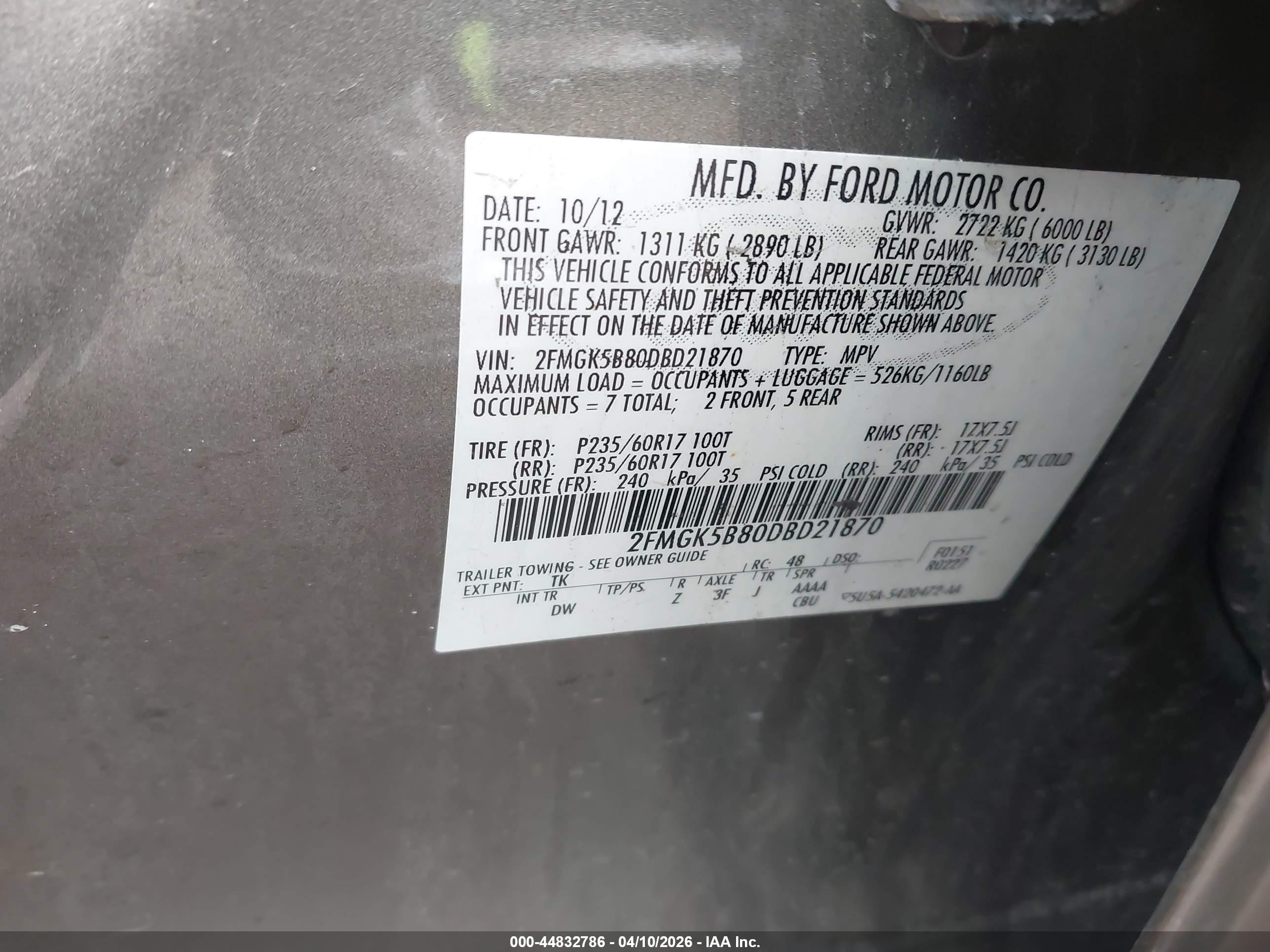 2013 Ford Flex Se Pewter vin: 2FMGK5B80DBD21870