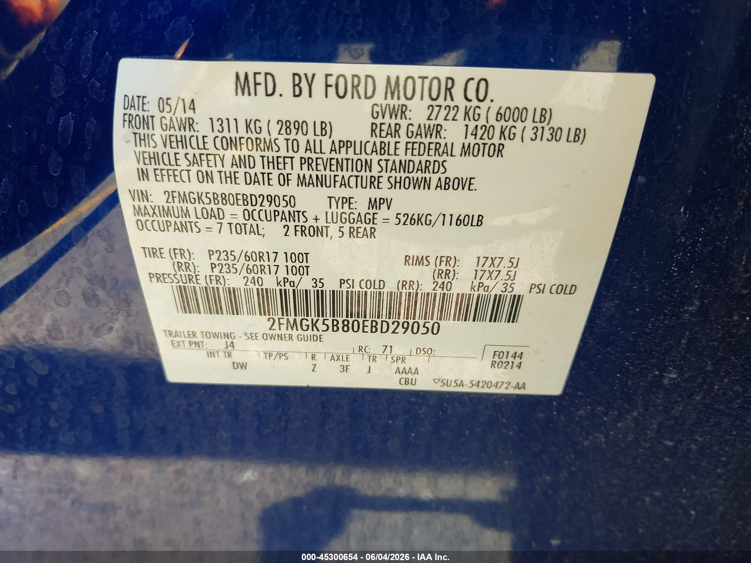 2014 Ford Flex Se Blue vin: 2FMGK5B80EBD29050