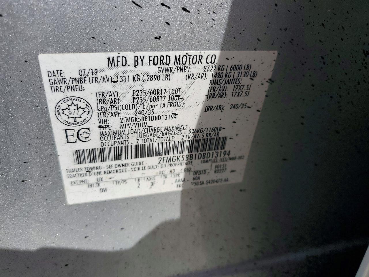 2013 Ford Flex Se Silver vin: 2FMGK5B81DBD13194