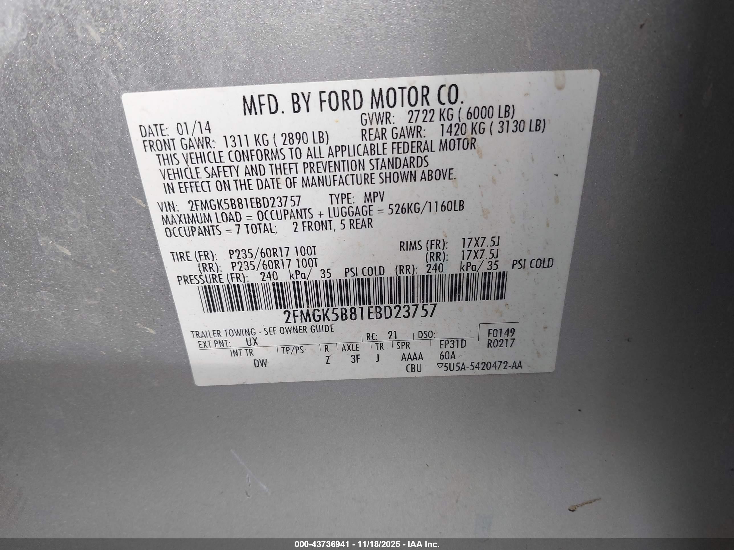 2014 Ford Flex Se Silver vin: 2FMGK5B81EBD23757
