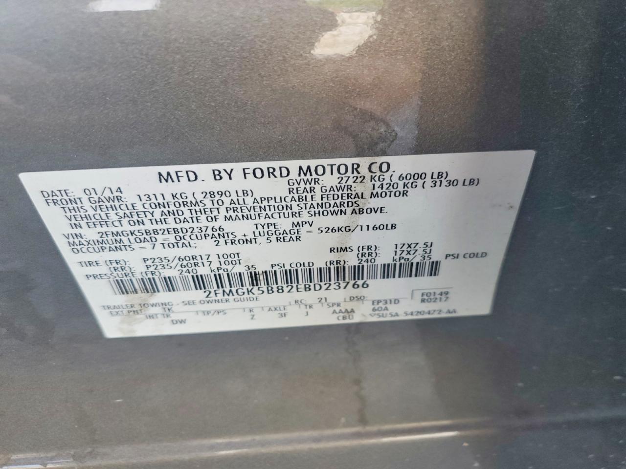 2014 Ford Flex Se Серый vin: 2FMGK5B82EBD23766