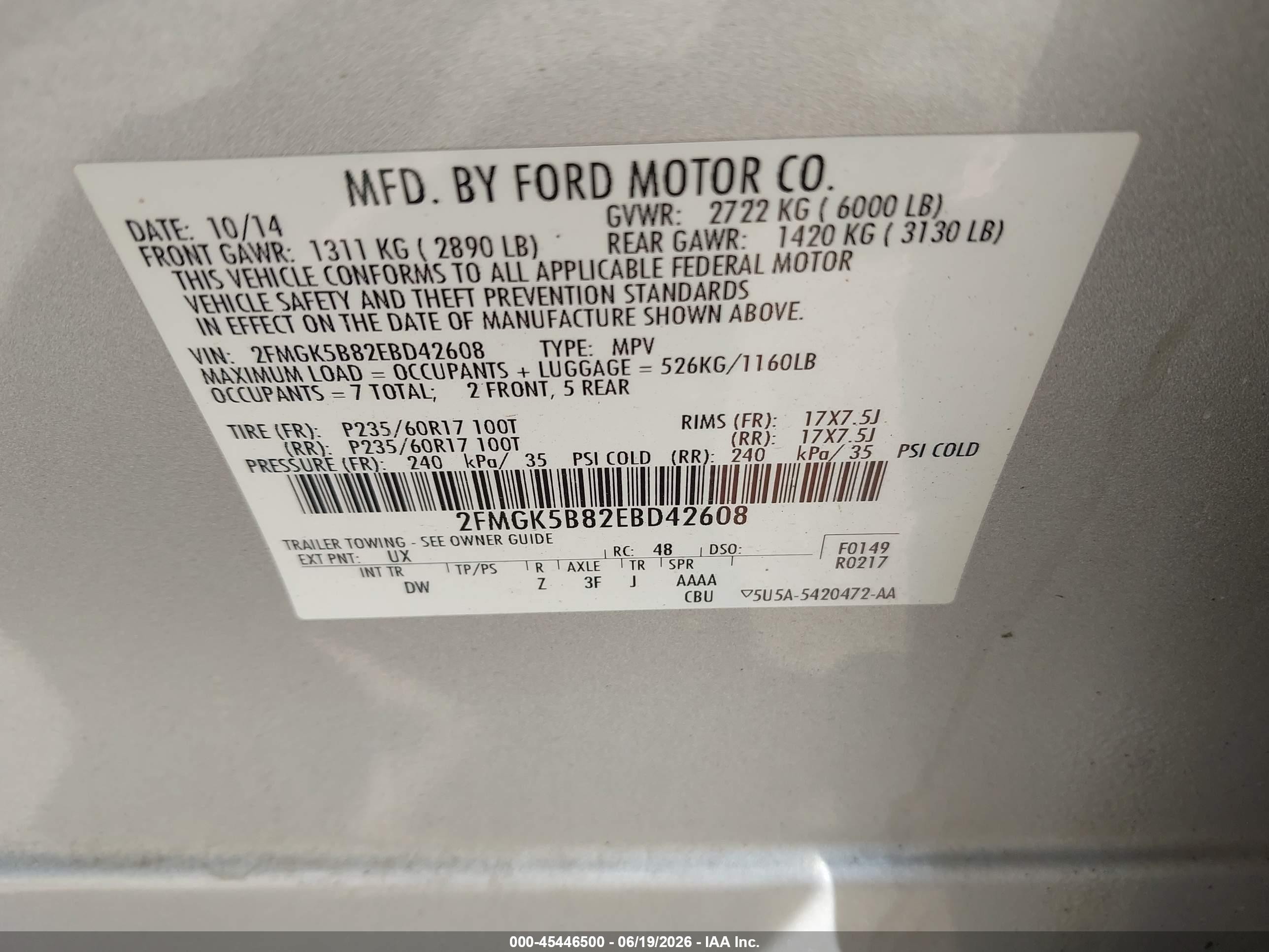 2014 Ford Flex Se Silver vin: 2FMGK5B82EBD42608
