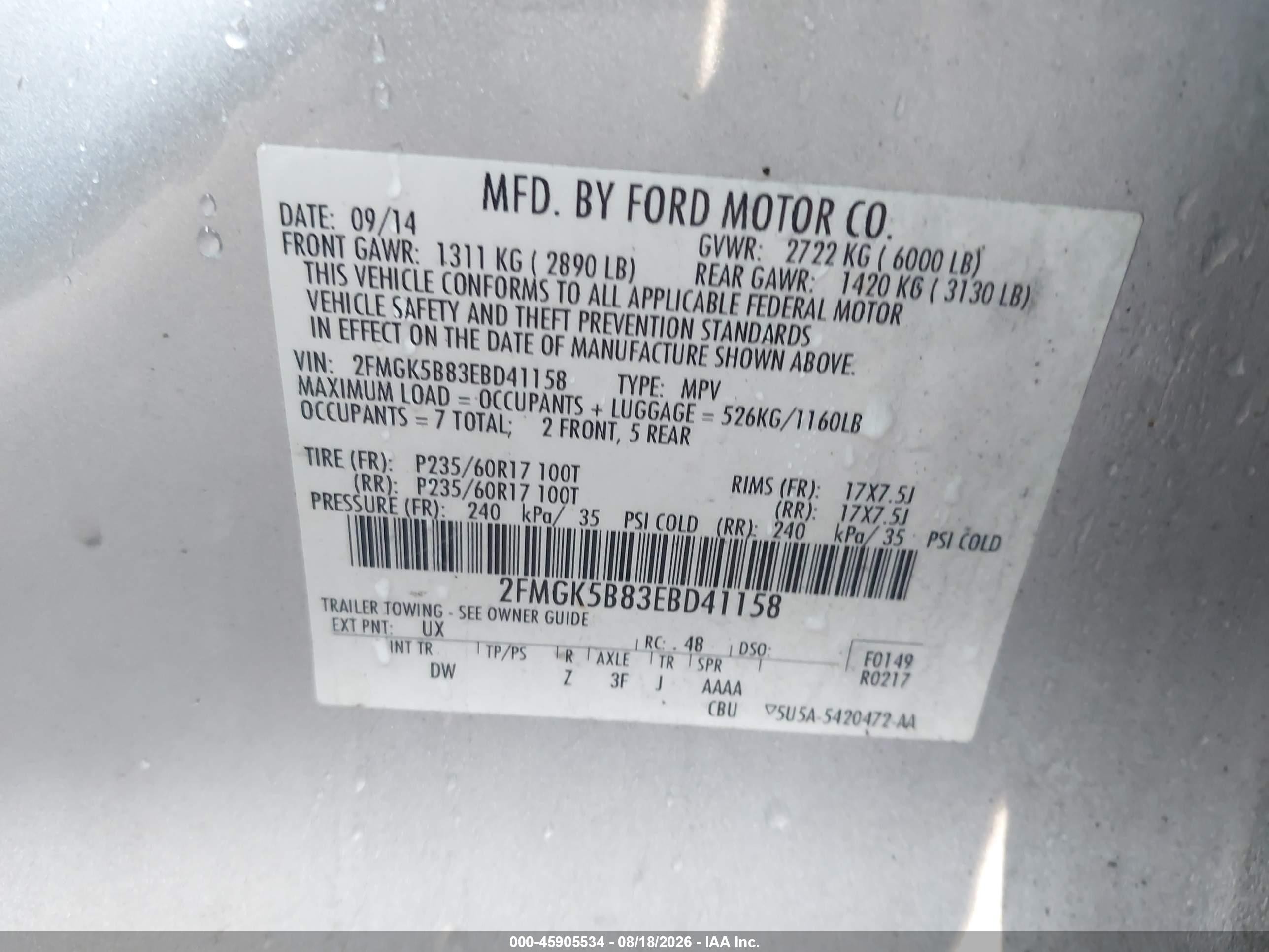 2014 Ford Flex Se Silver vin: 2FMGK5B83EBD41158