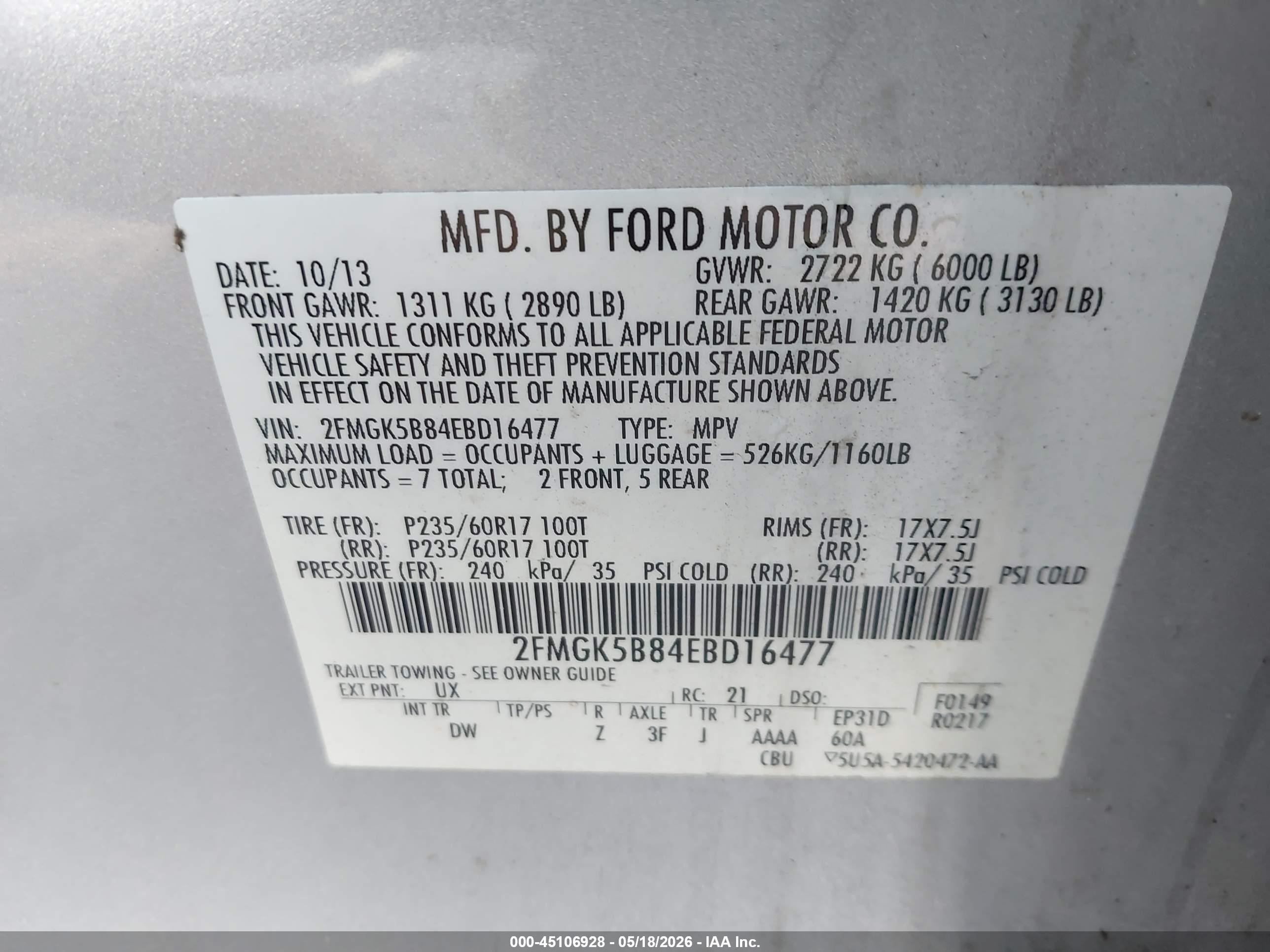 2014 Ford Flex Se Silver vin: 2FMGK5B84EBD16477