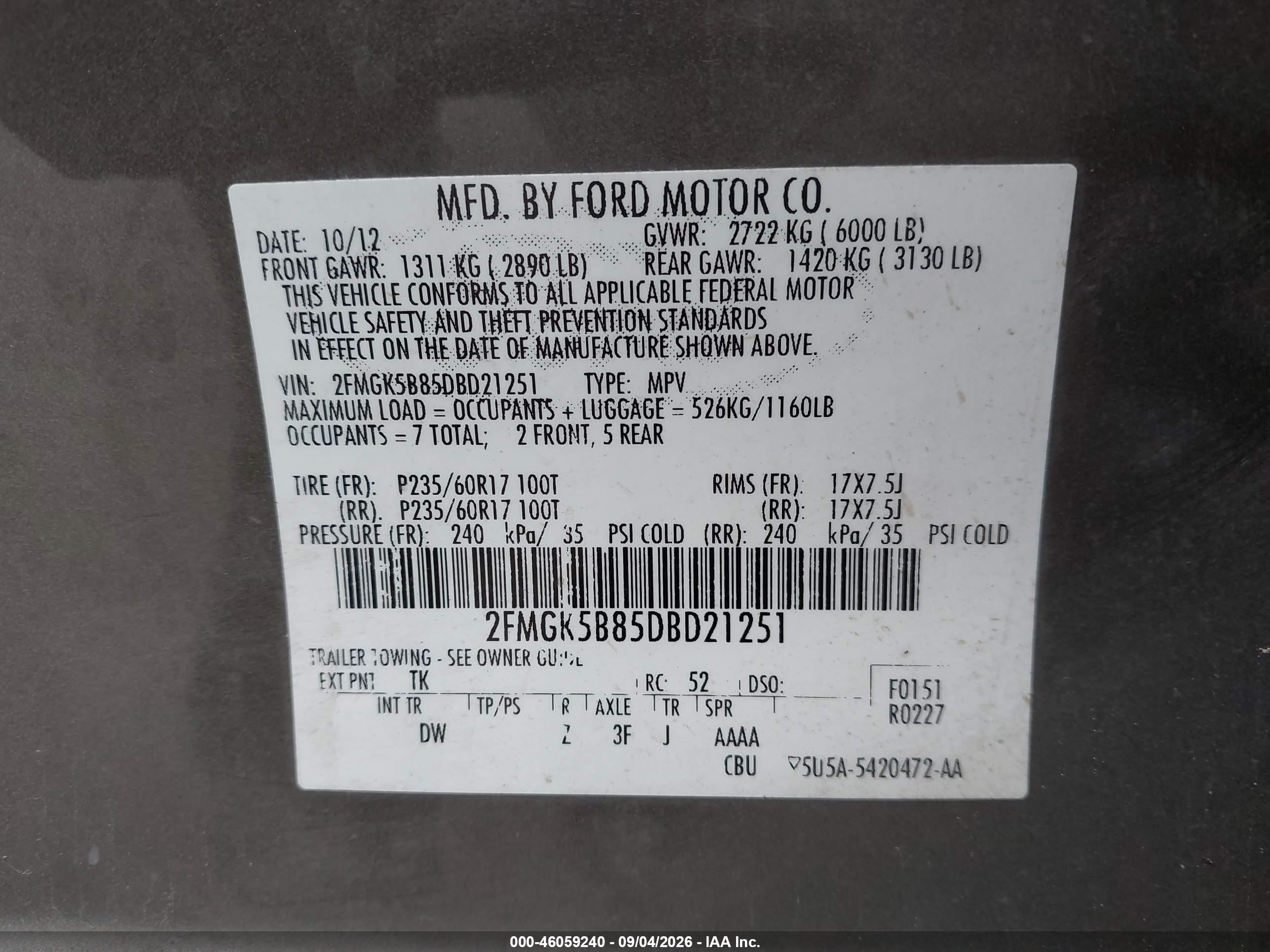 2013 Ford Flex Se Gray vin: 2FMGK5B85DBD21251