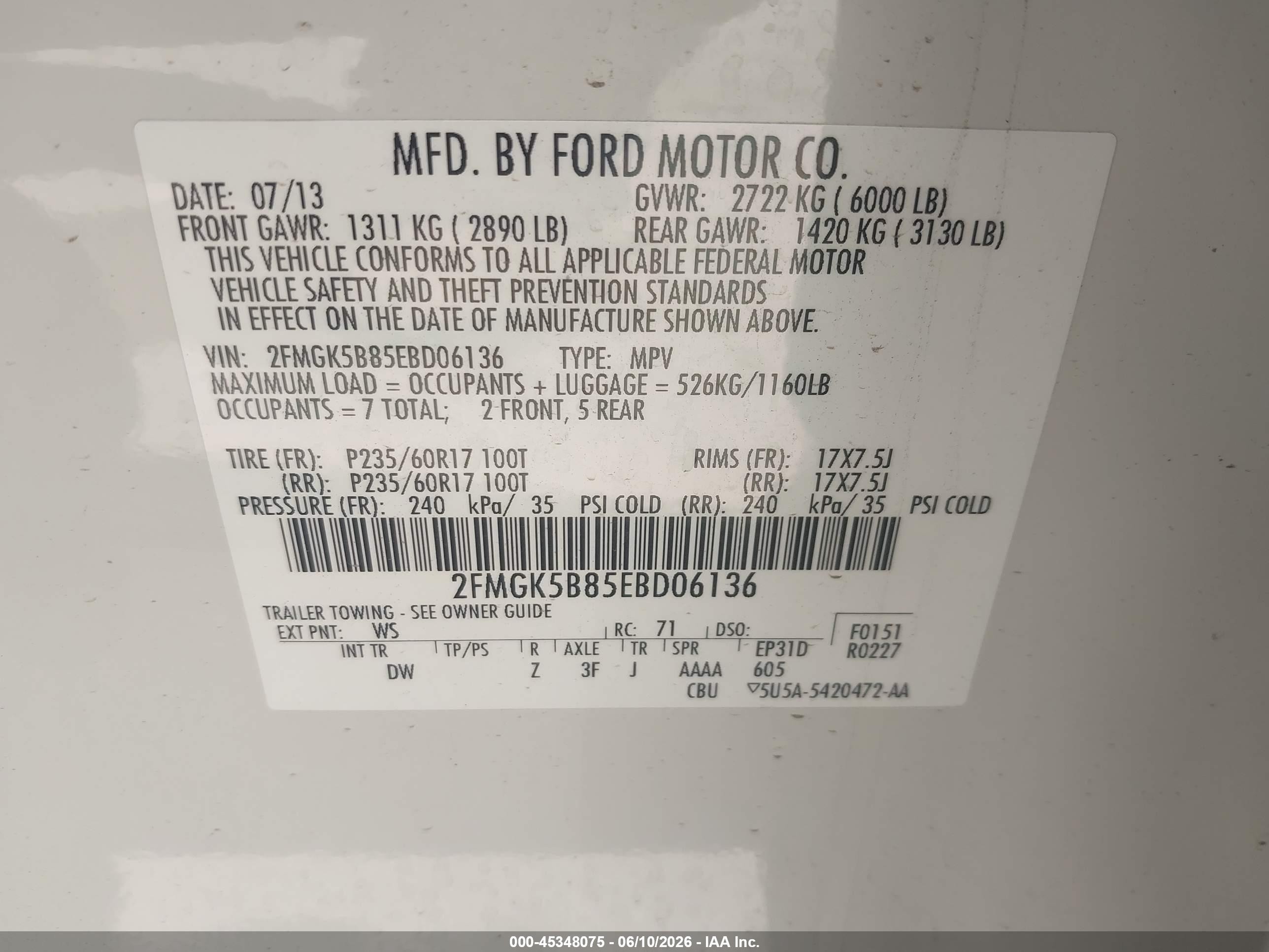 2014 Ford Flex Se White vin: 2FMGK5B85EBD06136