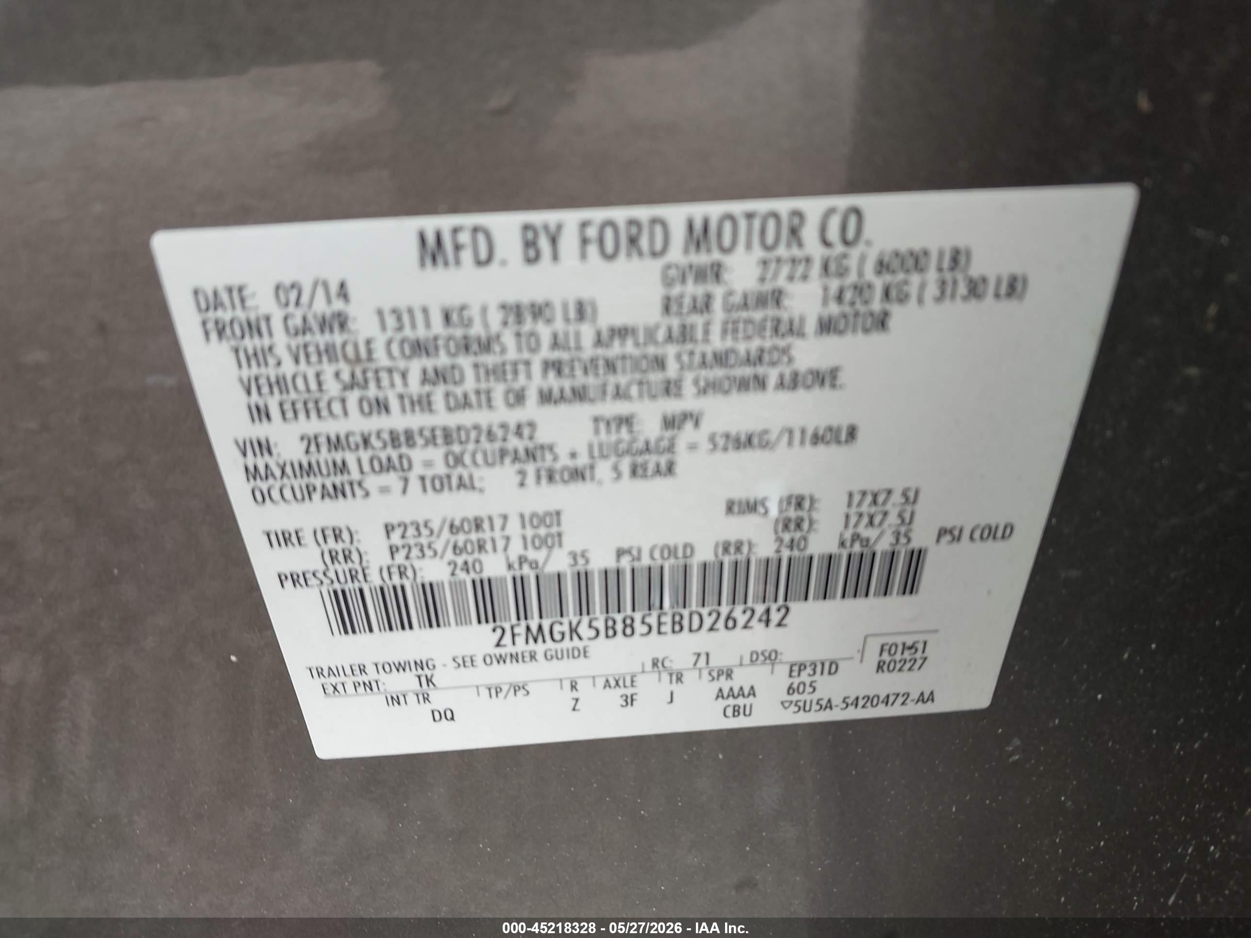 2014 Ford Flex Se Gray vin: 2FMGK5B85EBD26242