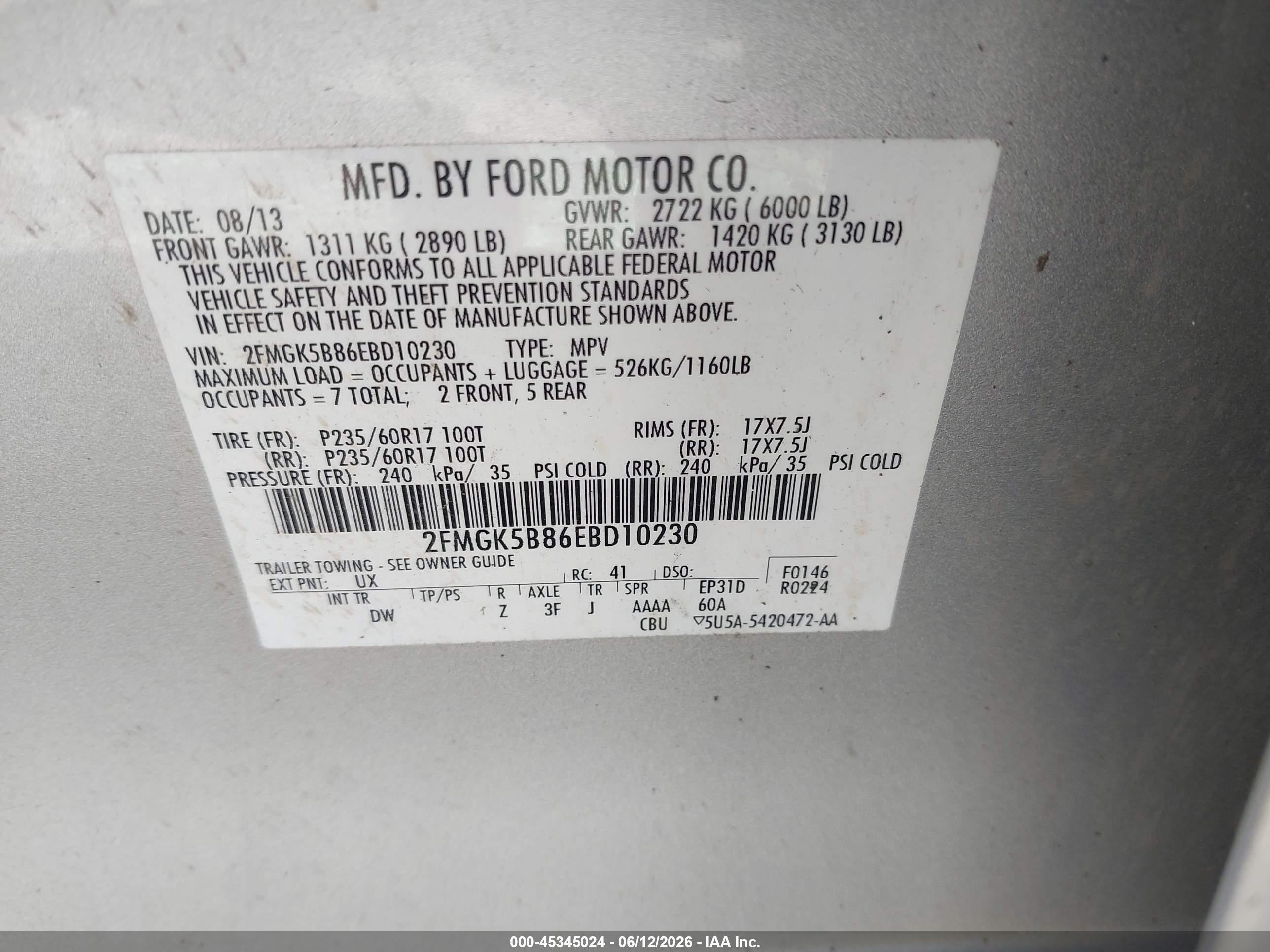 2014 Ford Flex Se Silver vin: 2FMGK5B86EBD10230