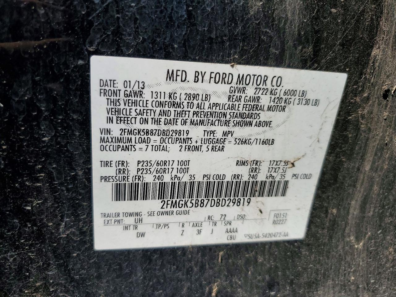 2013 Ford Flex Se Black vin: 2FMGK5B87DBD29819