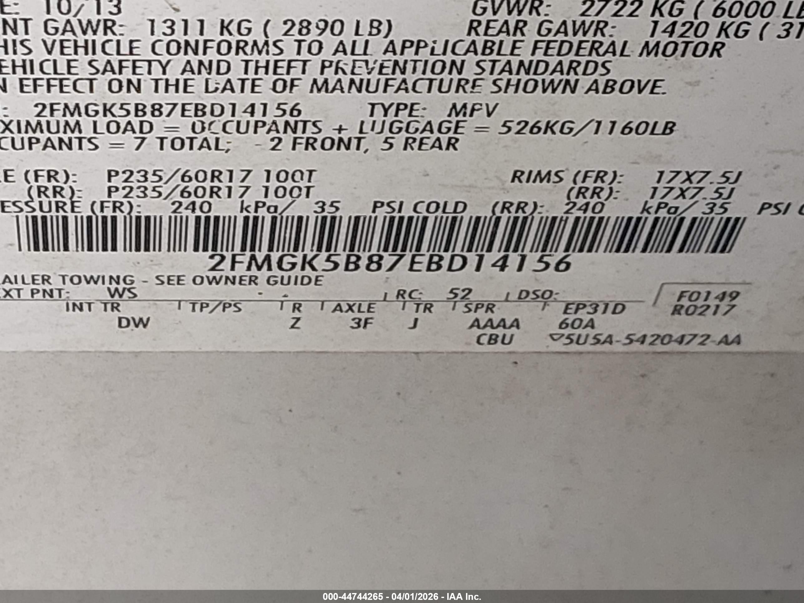 2014 Ford Flex Se White vin: 2FMGK5B87EBD14156