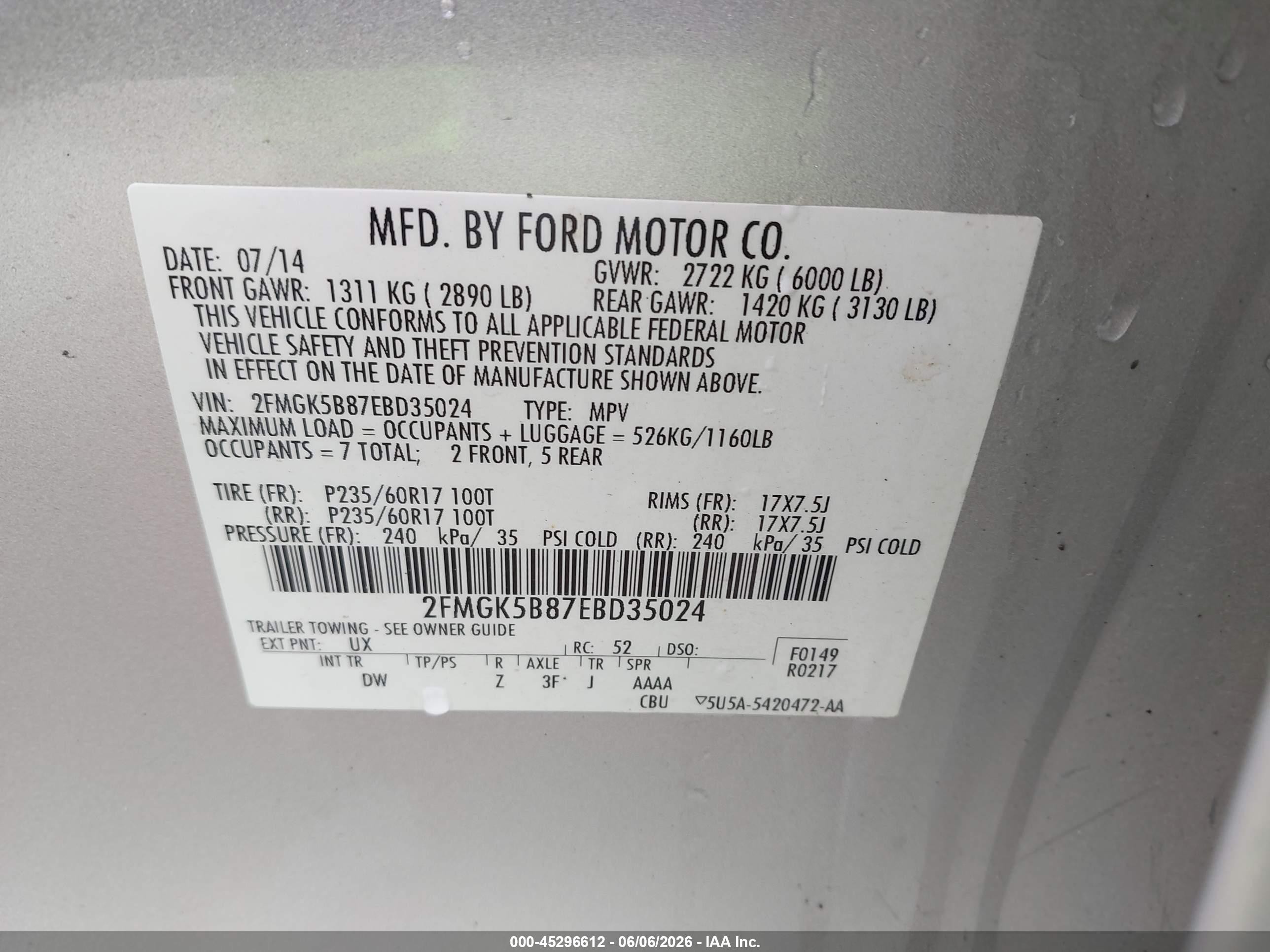 2014 Ford Flex Se Silver vin: 2FMGK5B87EBD35024