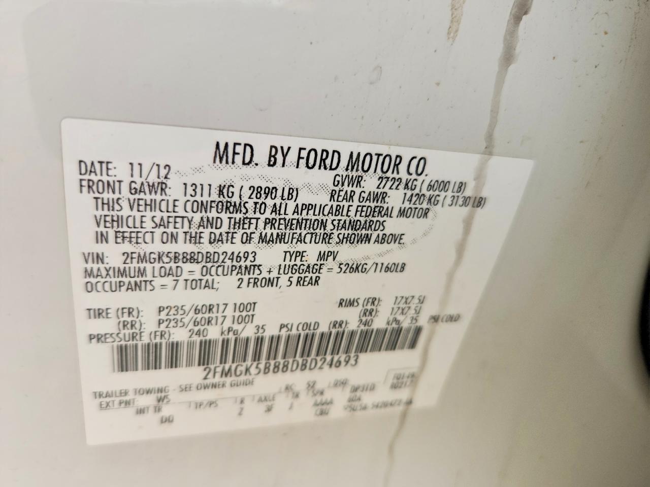 2013 Ford Flex Se White vin: 2FMGK5B88DBD24693