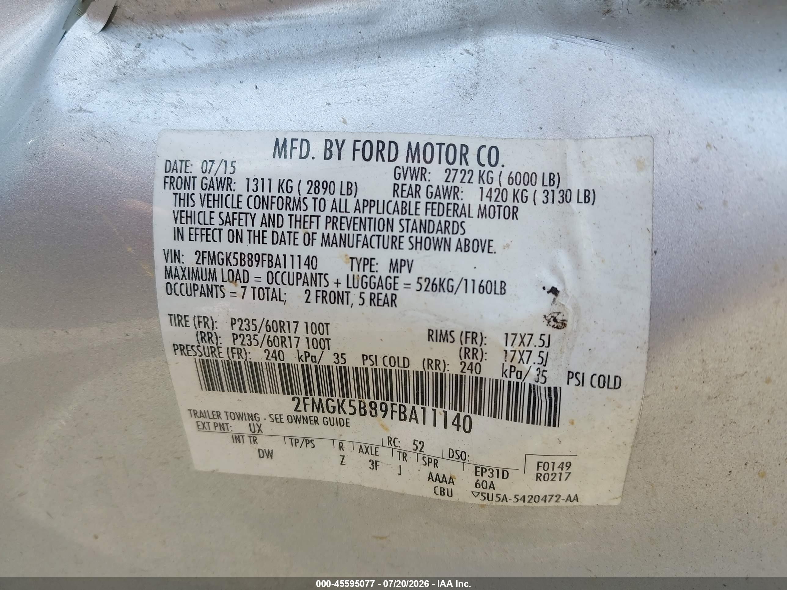 2015 Ford Flex Se Silver vin: 2FMGK5B89FBA11140