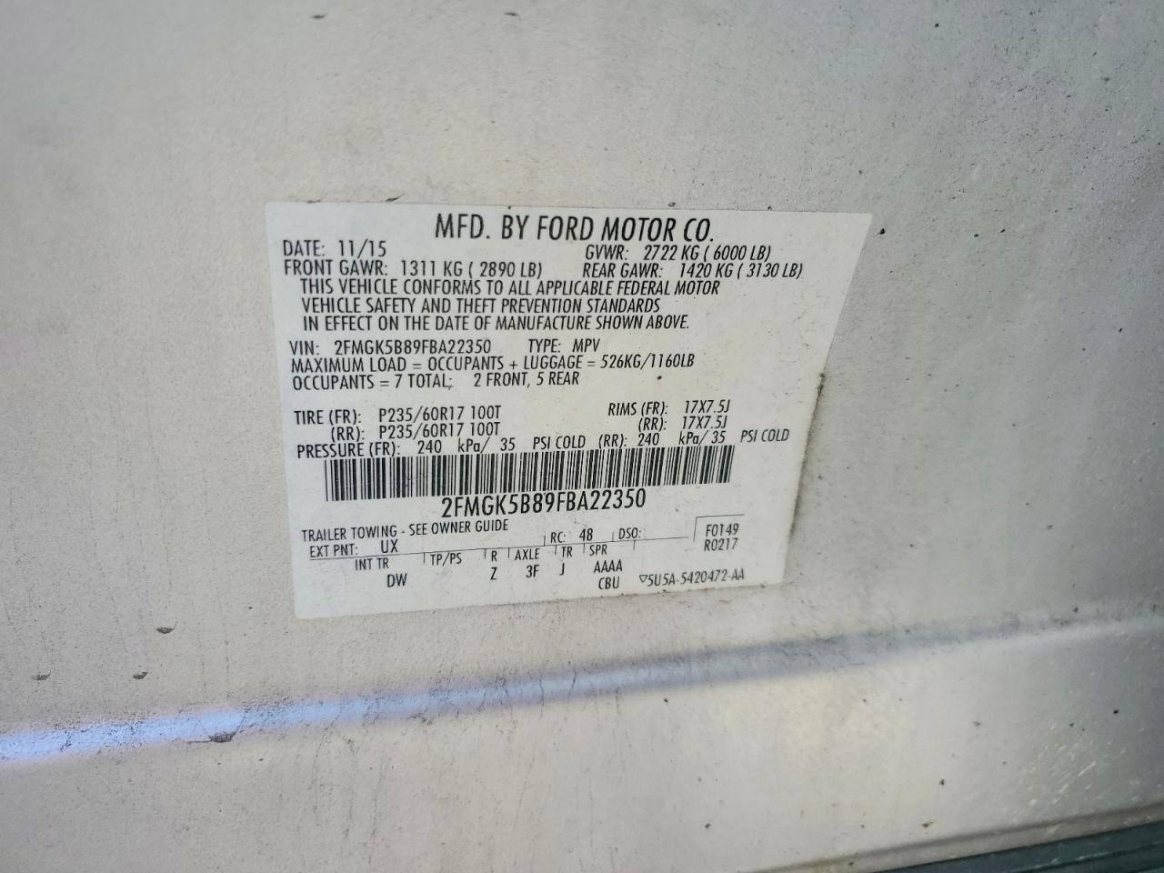 2015 Ford Flex Se Silver vin: 2FMGK5B89FBA22350
