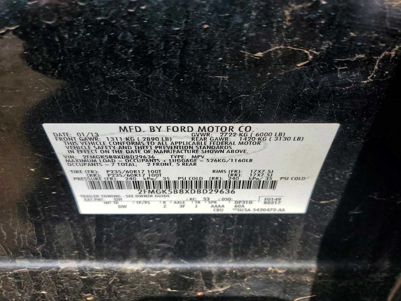 2013 Ford Flex Se Blue vin: 2FMGK5B8XDBD29636