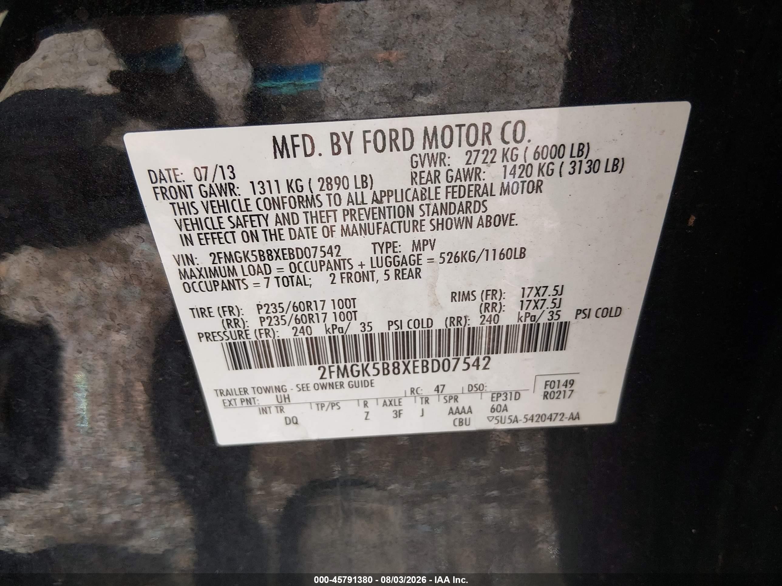 2014 Ford Flex Se Black vin: 2FMGK5B8XEBD07542