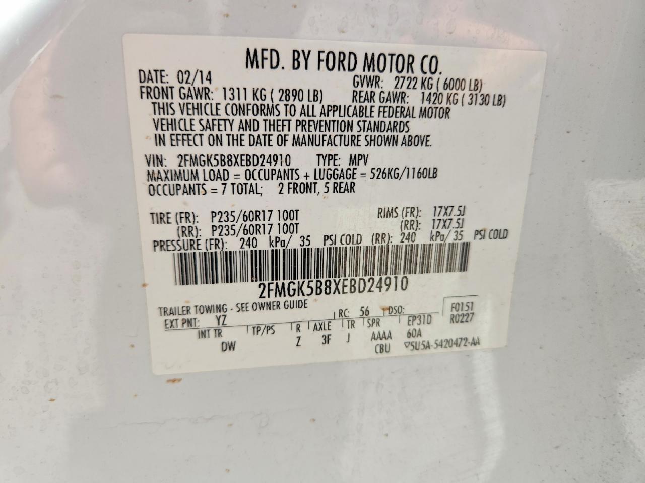 2014 Ford Flex Se Белый vin: 2FMGK5B8XEBD24910