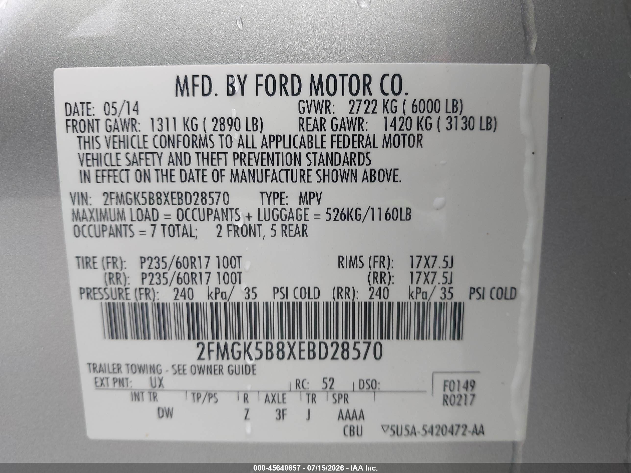 2014 Ford Flex Se Silver vin: 2FMGK5B8XEBD28570