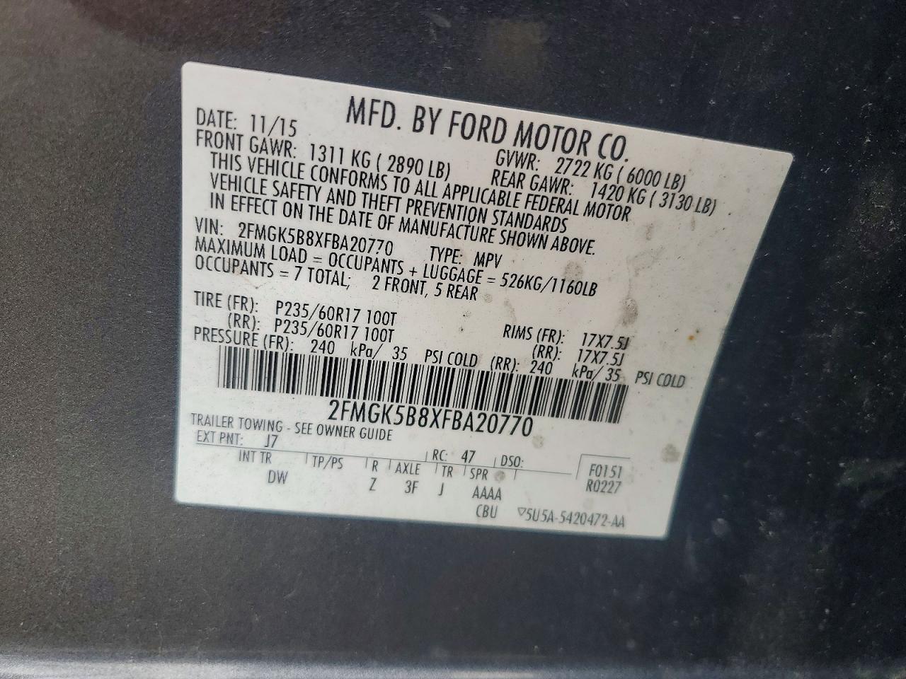 2015 Ford Flex Se Серый vin: 2FMGK5B8XFBA20770
