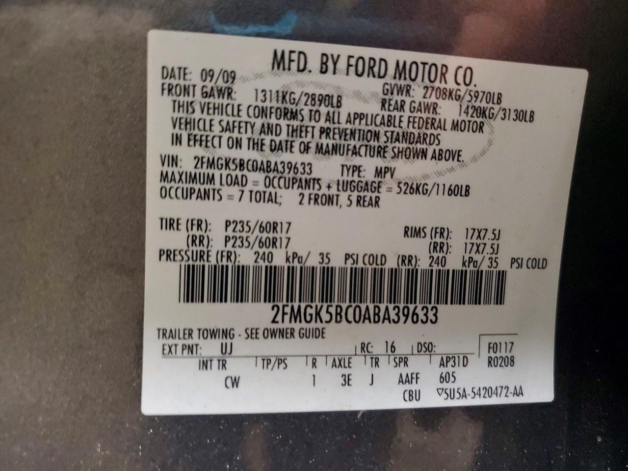 2010 Ford Flex Se Gray vin: 2FMGK5BC0ABA39633
