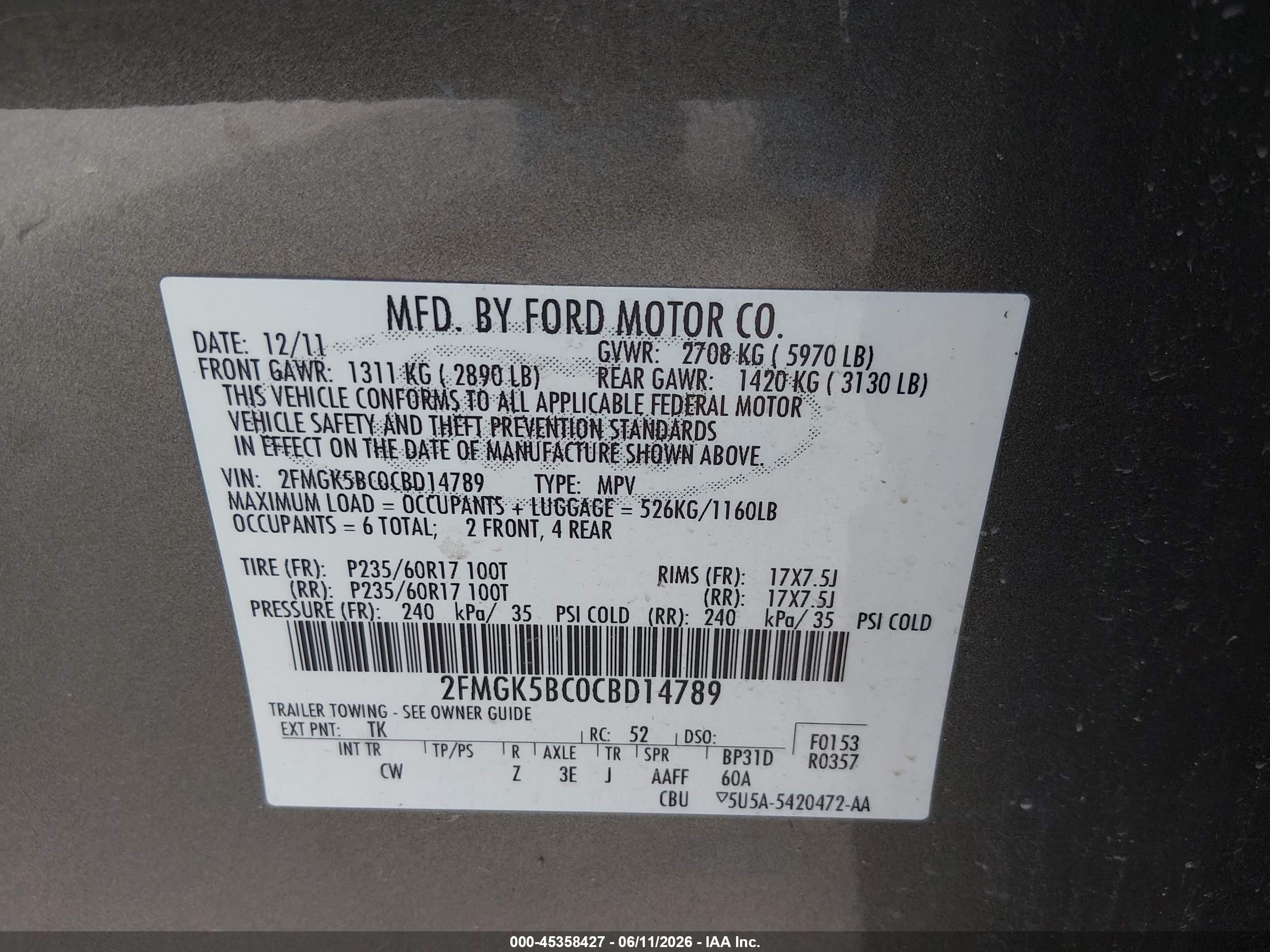 2012 Ford Flex Se Brown vin: 2FMGK5BC0CBD14789