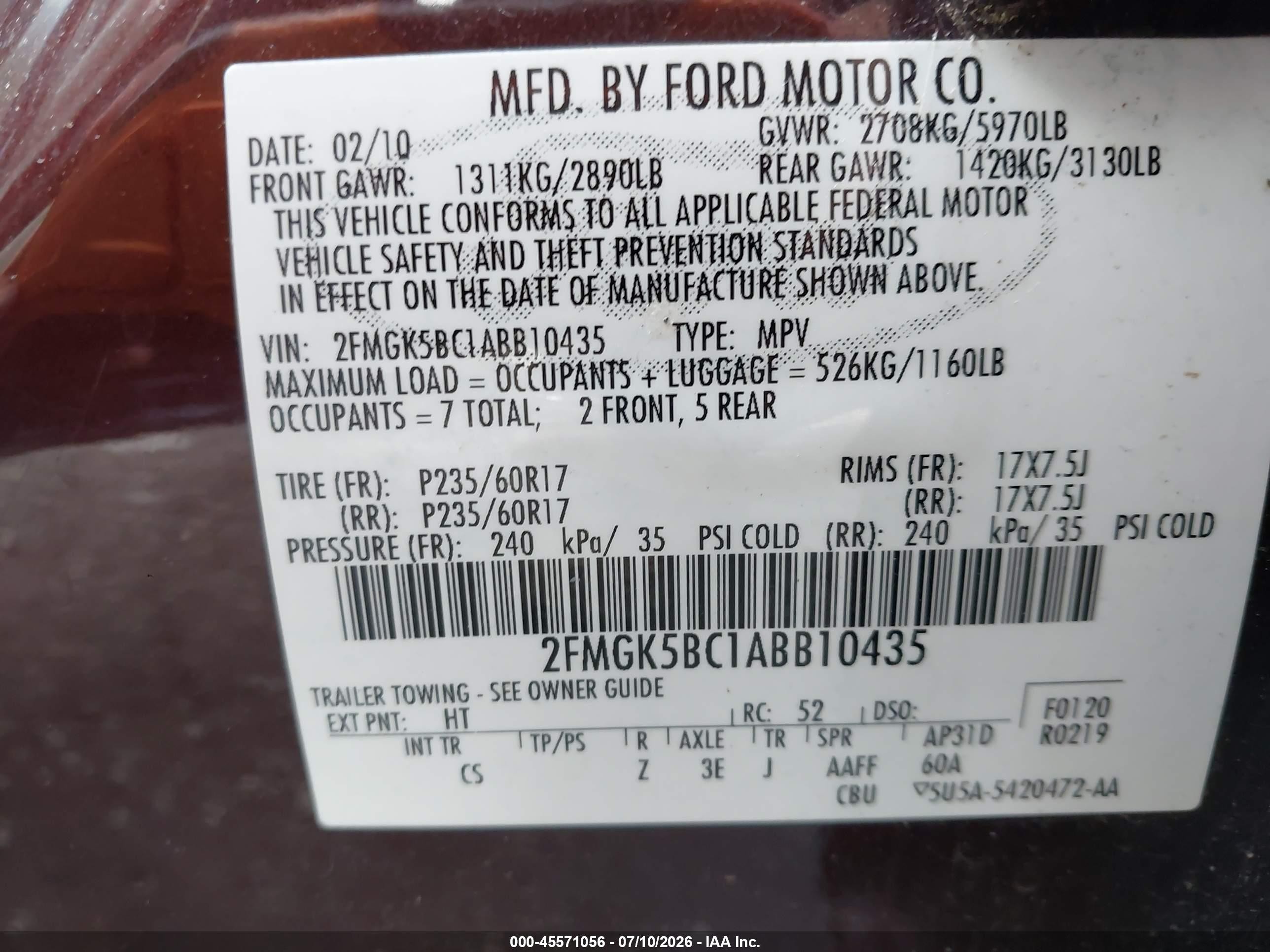 2010 Ford Flex Se Brown vin: 2FMGK5BC1ABB10435